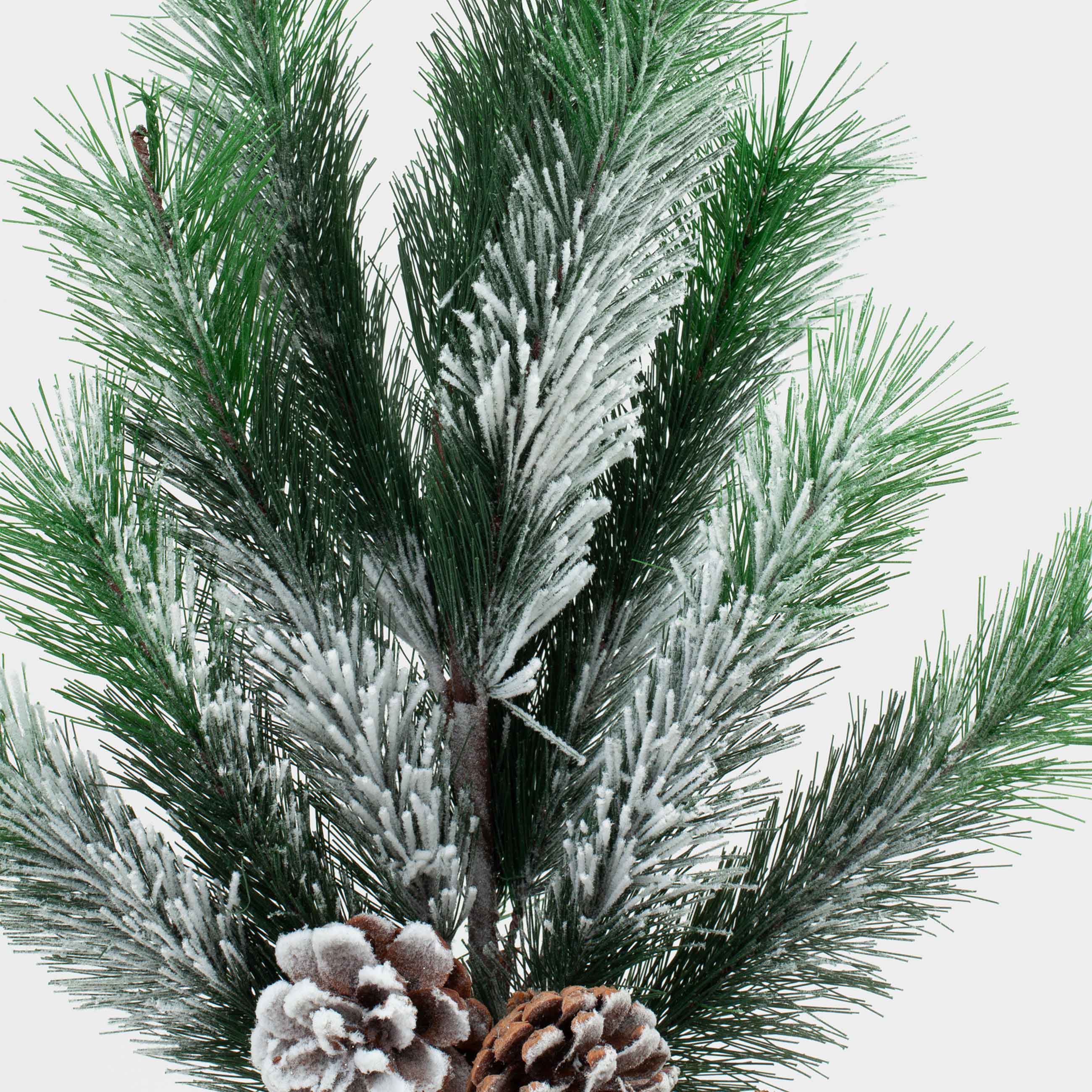 Decorative branch, 95 cm, plastic / metal, Snow-covered needles, Snowy decor, image-1