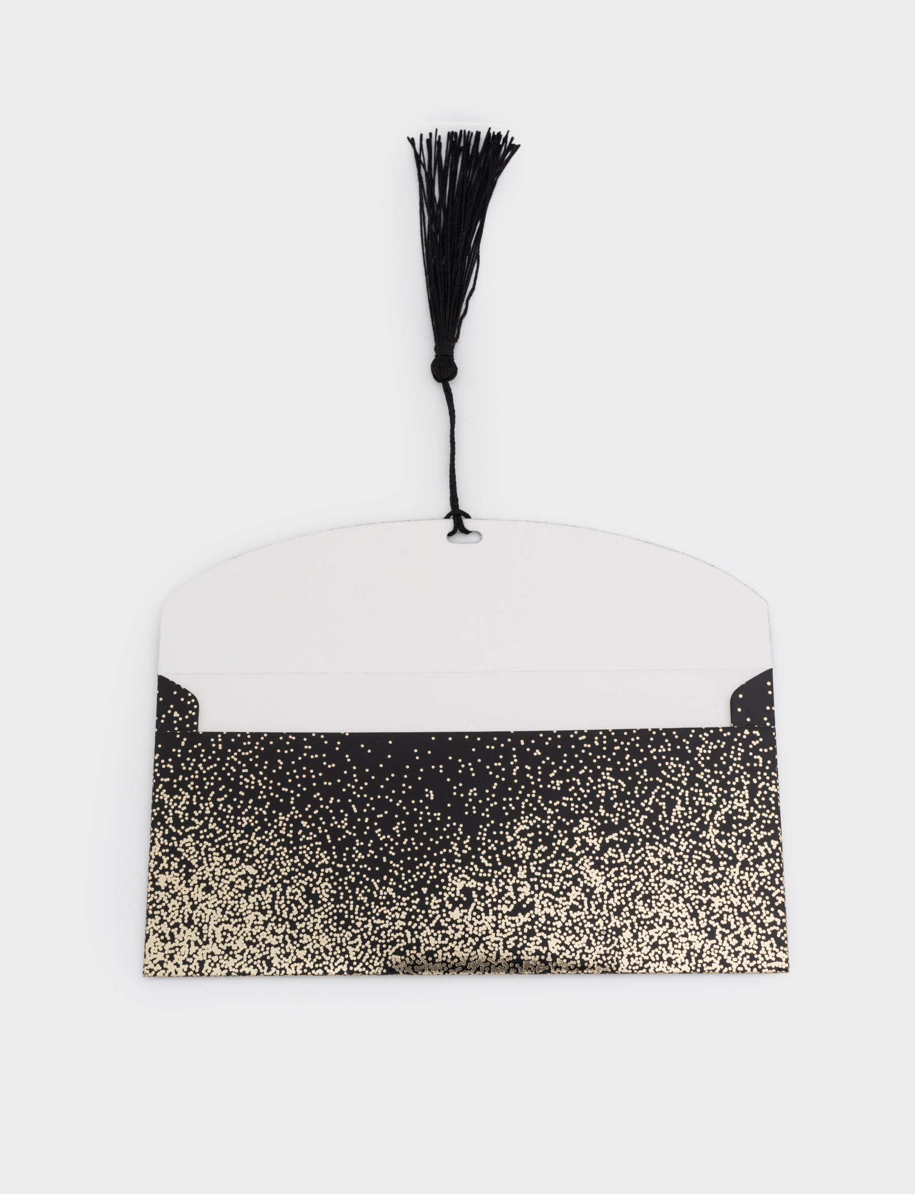 Gift envelope, 16x8 cm, with fringe, paper, black, Glitter, Sparkle, image-5
