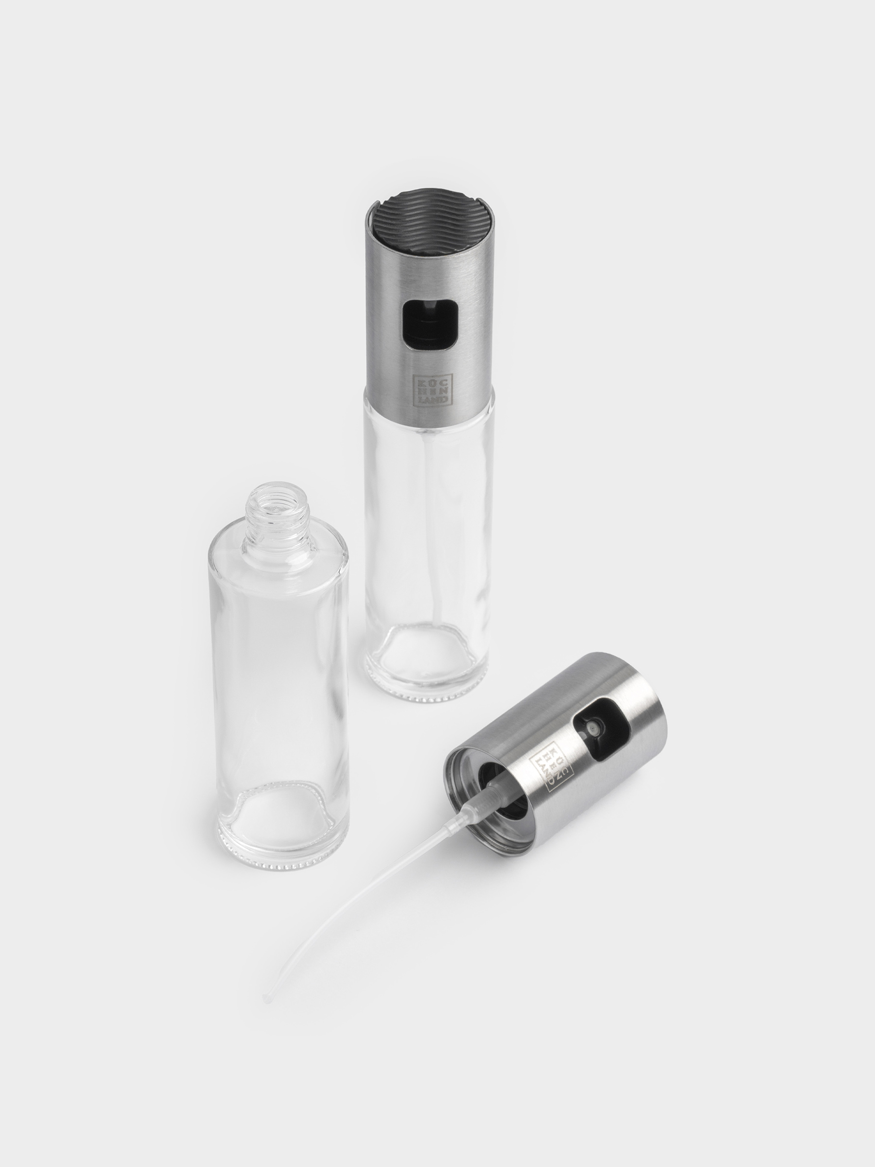 Oil and vinegar spray dispenser, 100 ml, 2 pcs, glass / steel, Classic, image-1