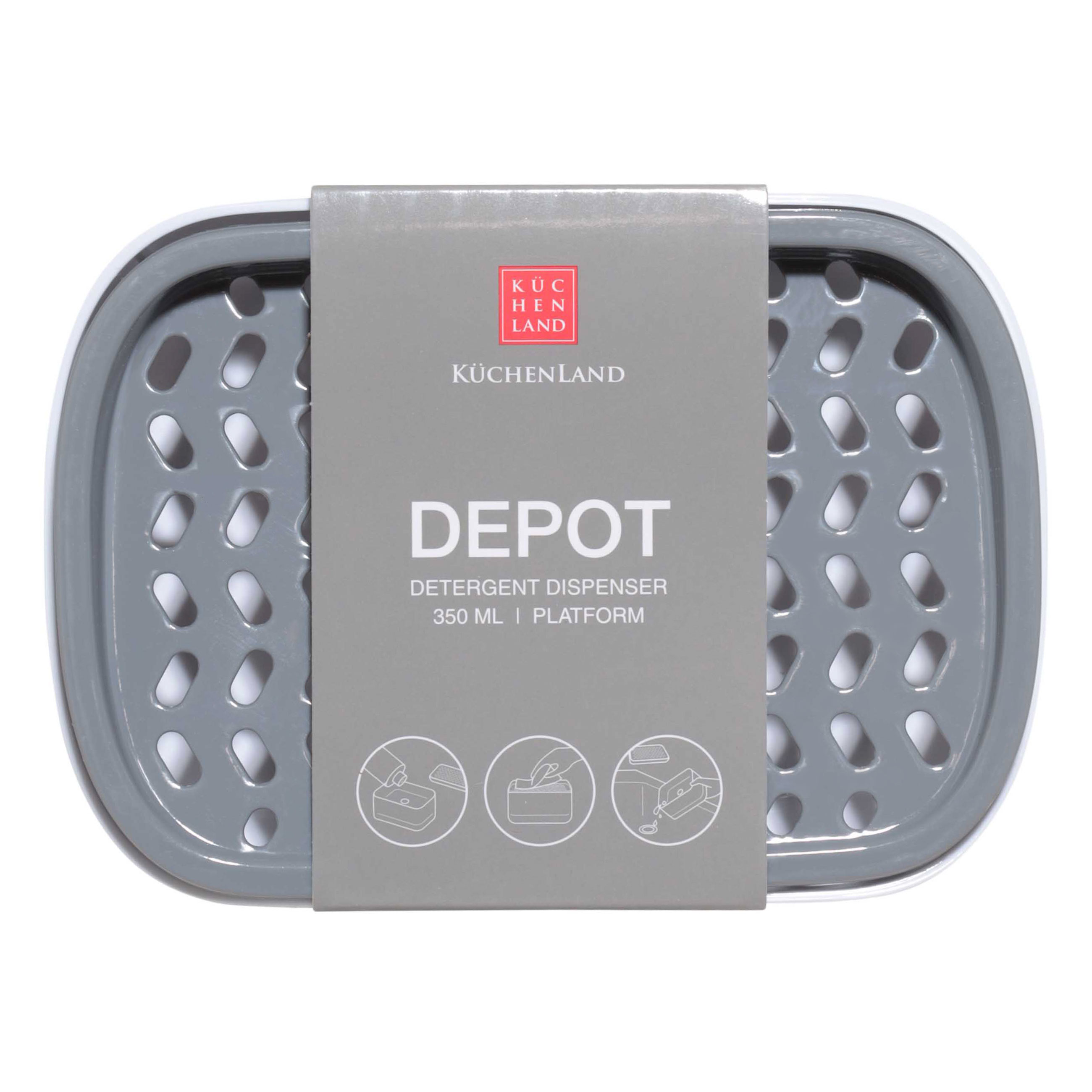 Detergent dispenser, 350 ml, platform, plastic, grey-white, Depot