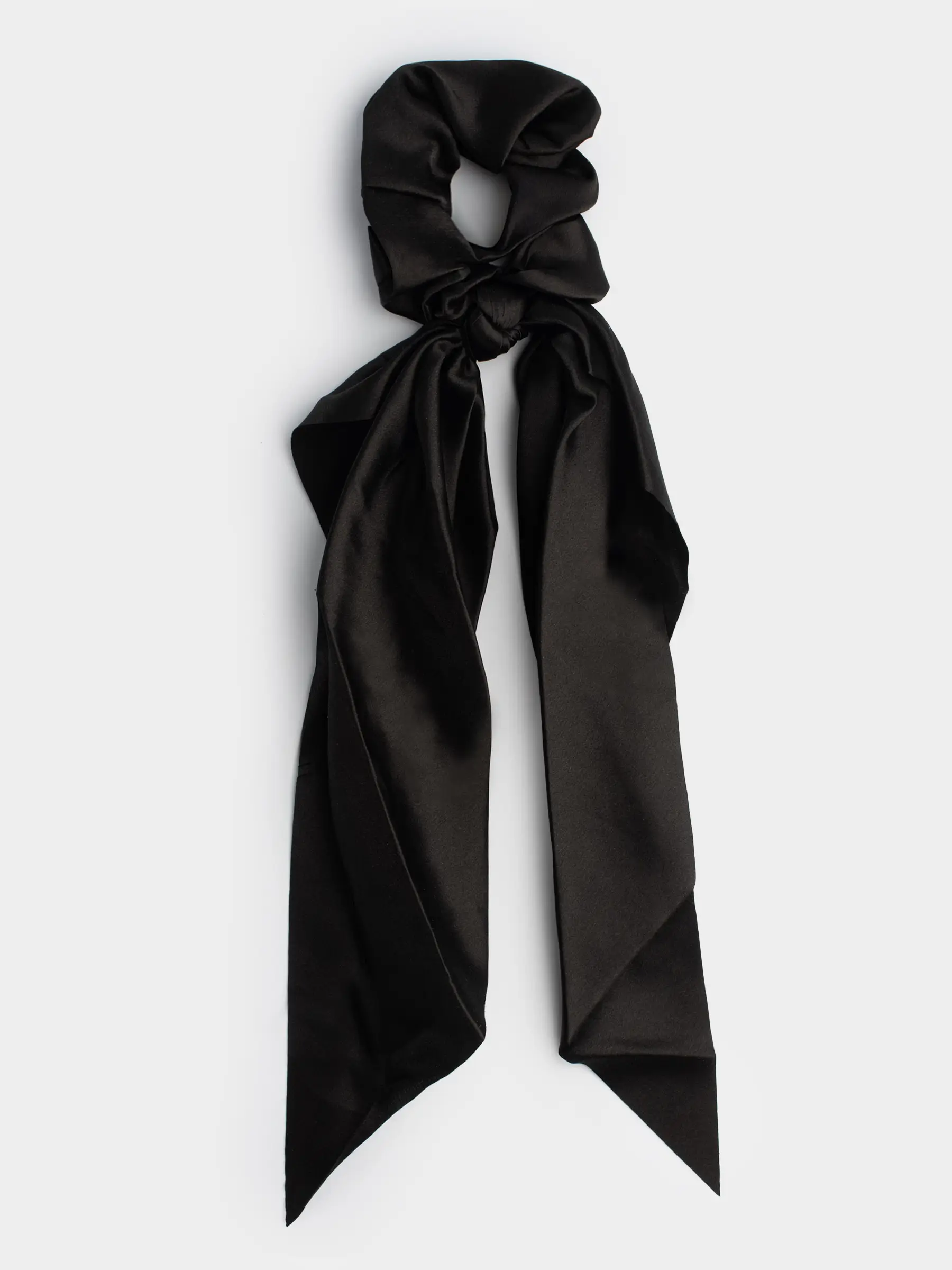 Elastic band for hair, 25 cm, with ribbon, satin, black, Silk