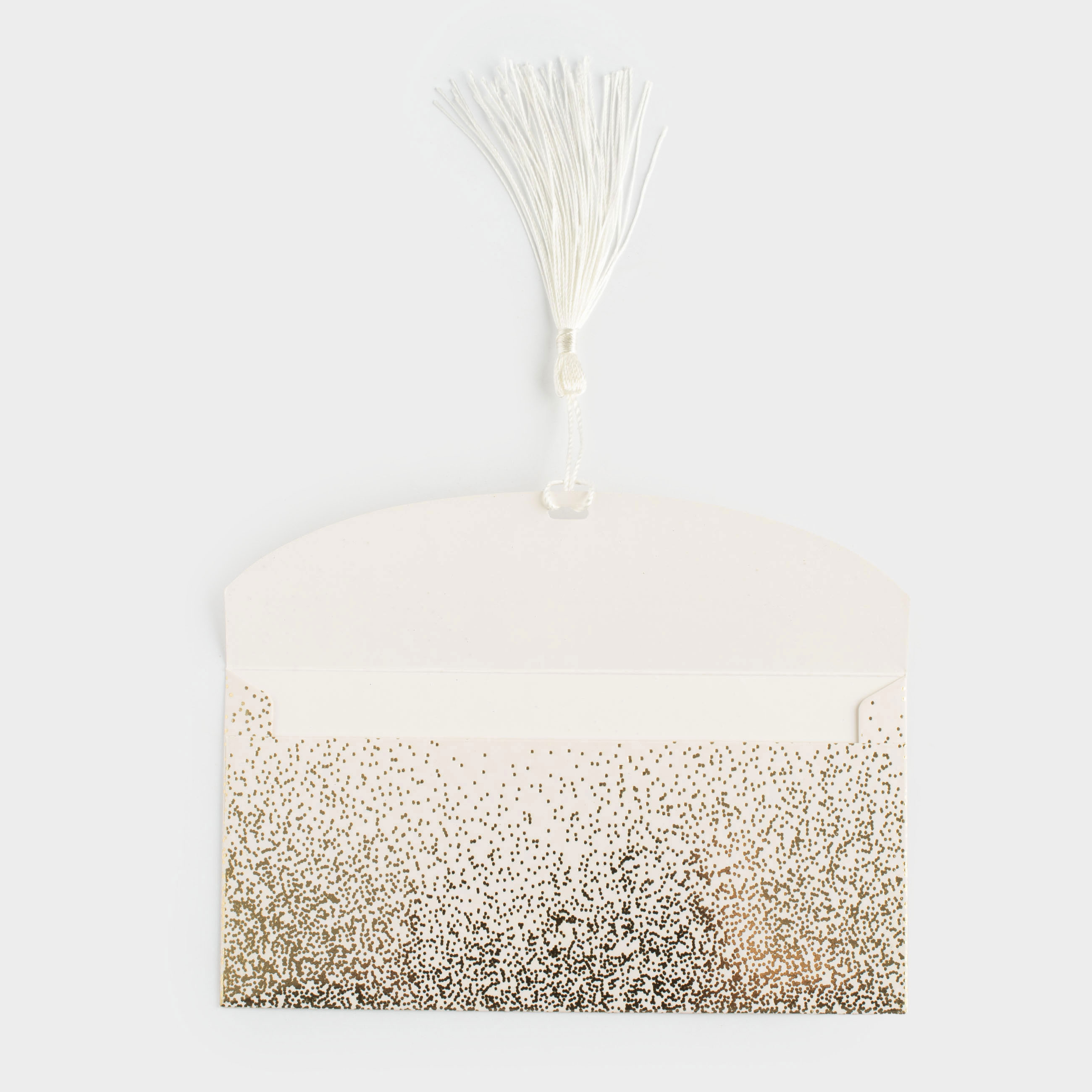 Gift envelope, 16x8 cm, with fringe, paper, milky, Golden sparkles, Sparkle, image-3