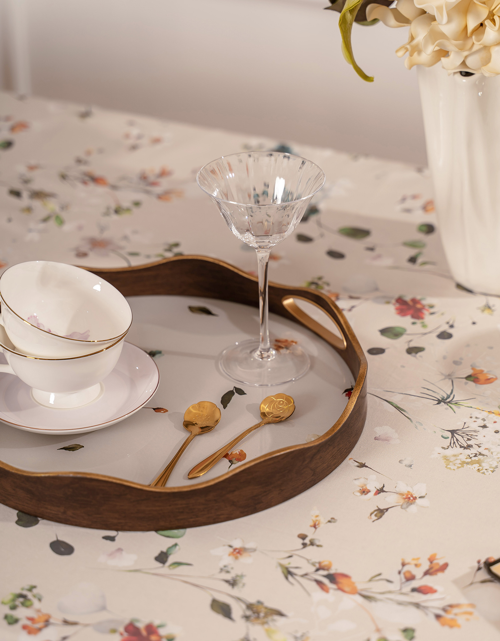 Tablecloth, 160x160 cm, cotton, milky, Flowers, Wildflowers, image-6