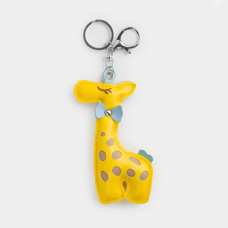 Keychain, 13 cm, polyurethane / metal, yellow, Giraffe, Giraffe ,image-0