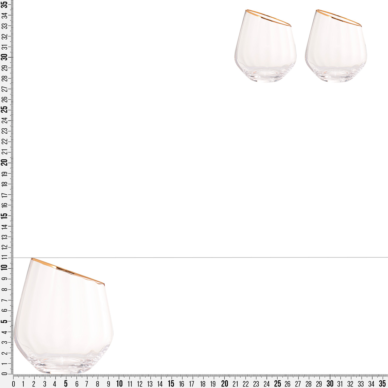 Glass, 11 cm, 350 ml, 2 pcs, glass, with golden edging, Charm R gold, image-3