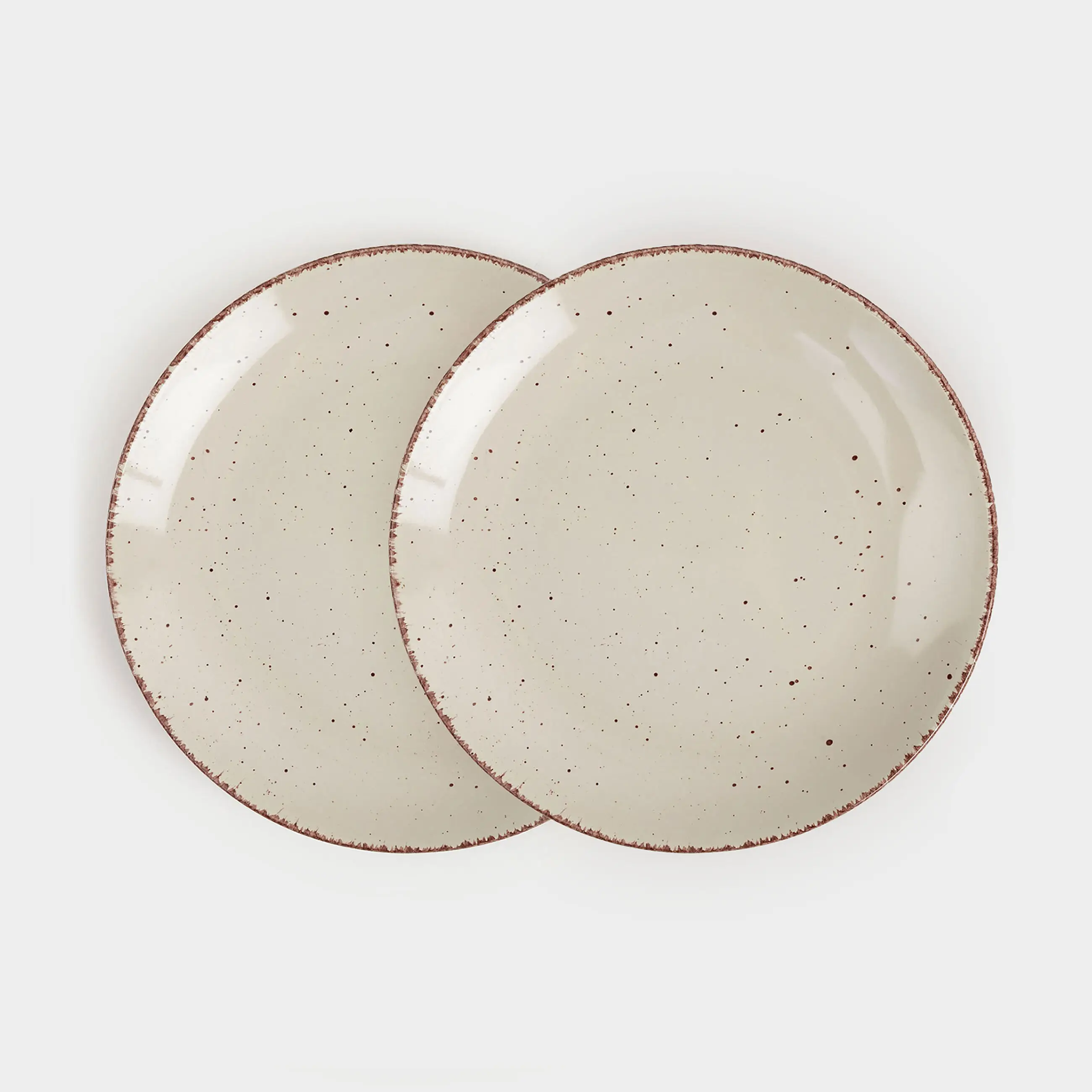 Snack plate, 21 cm, 2 pieces, ceramic, beige, speckled, Speckled, image-0