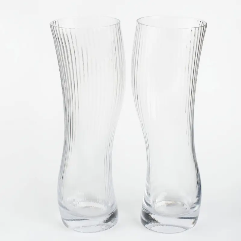 Beer glass, 23 cm, 600 ml, 2 pcs, glass R, Bend, Ribby