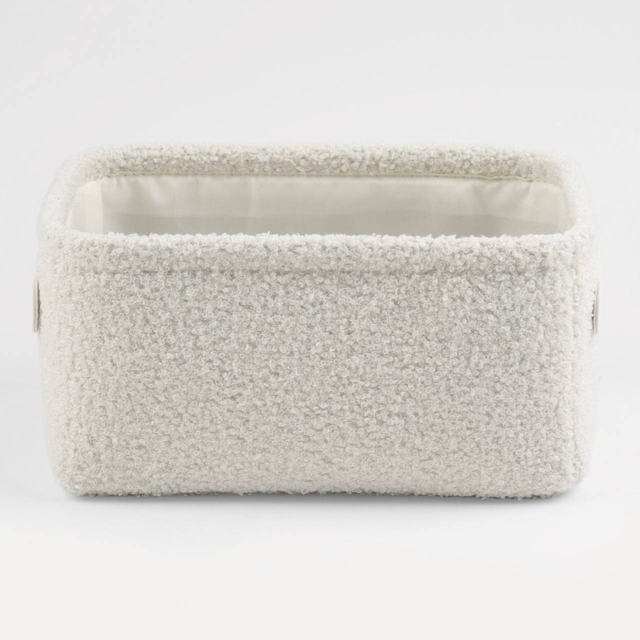 Storage basket, 25x19x12 cm, with handles, boucle, rectangular, milk, Boucle, image-0