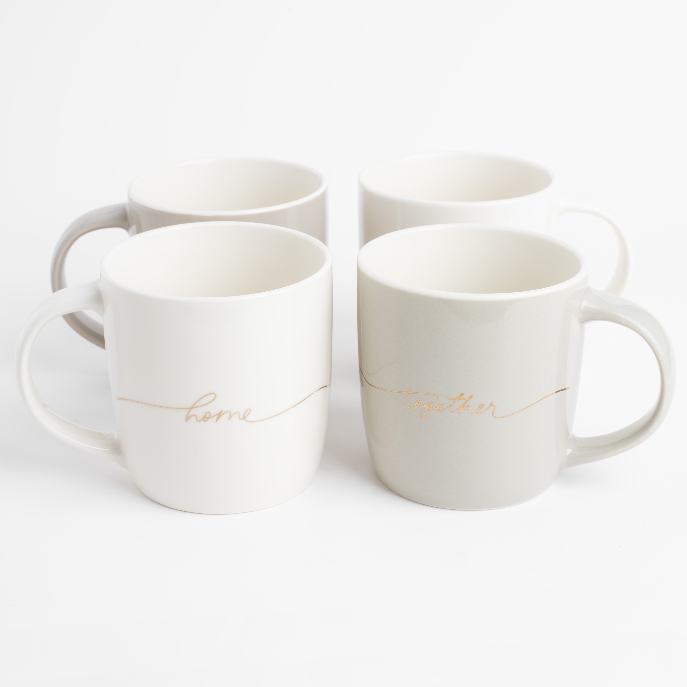 Mug, 330 ml, 4 pcs, porcelain N, beige/gray, Mix, Scroll