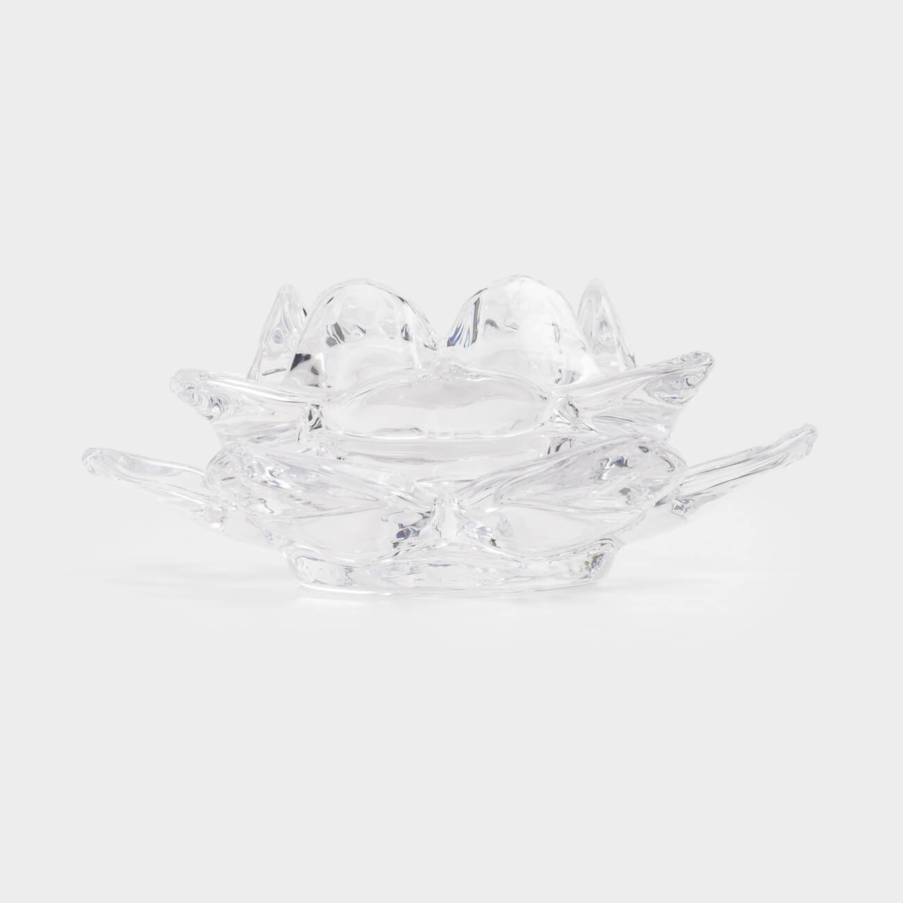 Candlestick, 12 cm, for tea / thin candle, glass, Lotus, Lotus