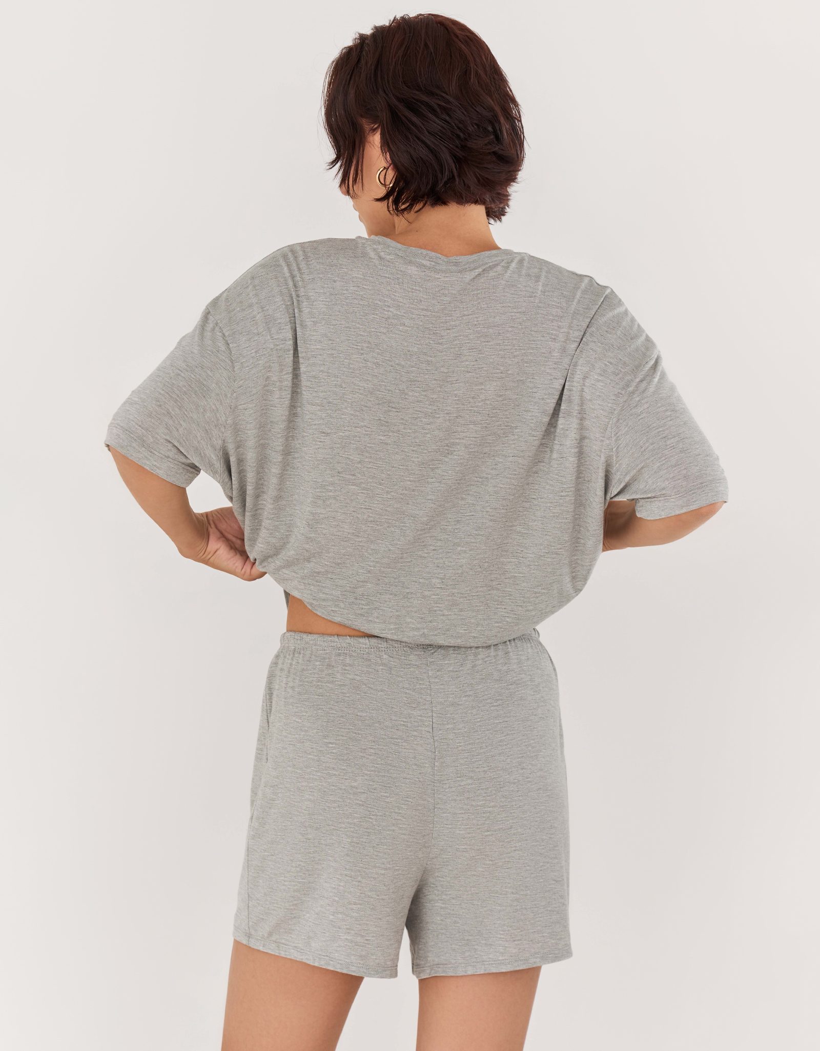 Women's shorts, homewear, size S, bamboo, grey melange, Rima, image-3