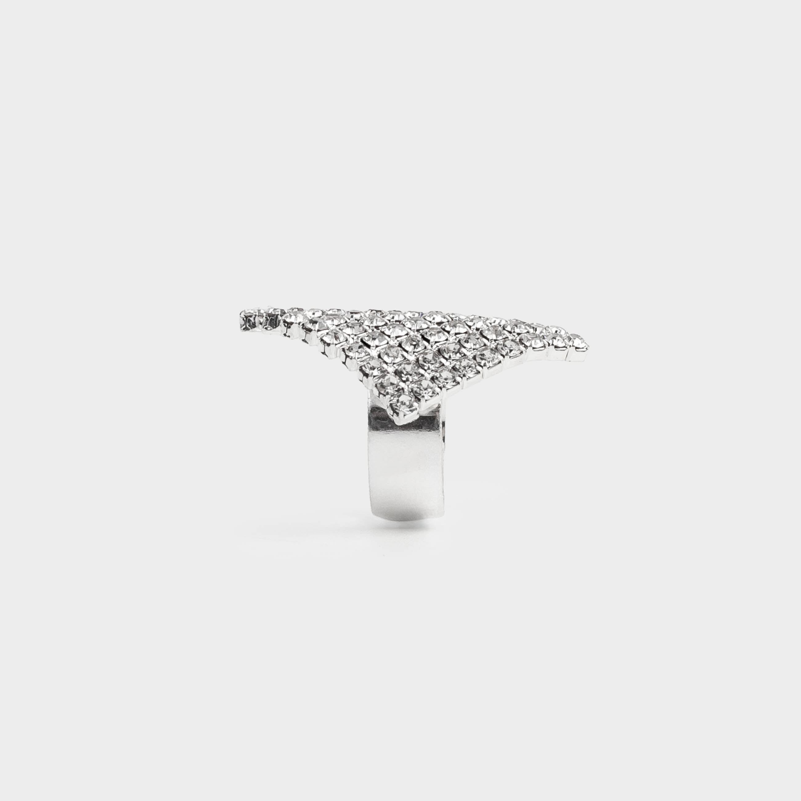Ring, size S-M, single size, metal, silver, Crystals, Jewelry crystal