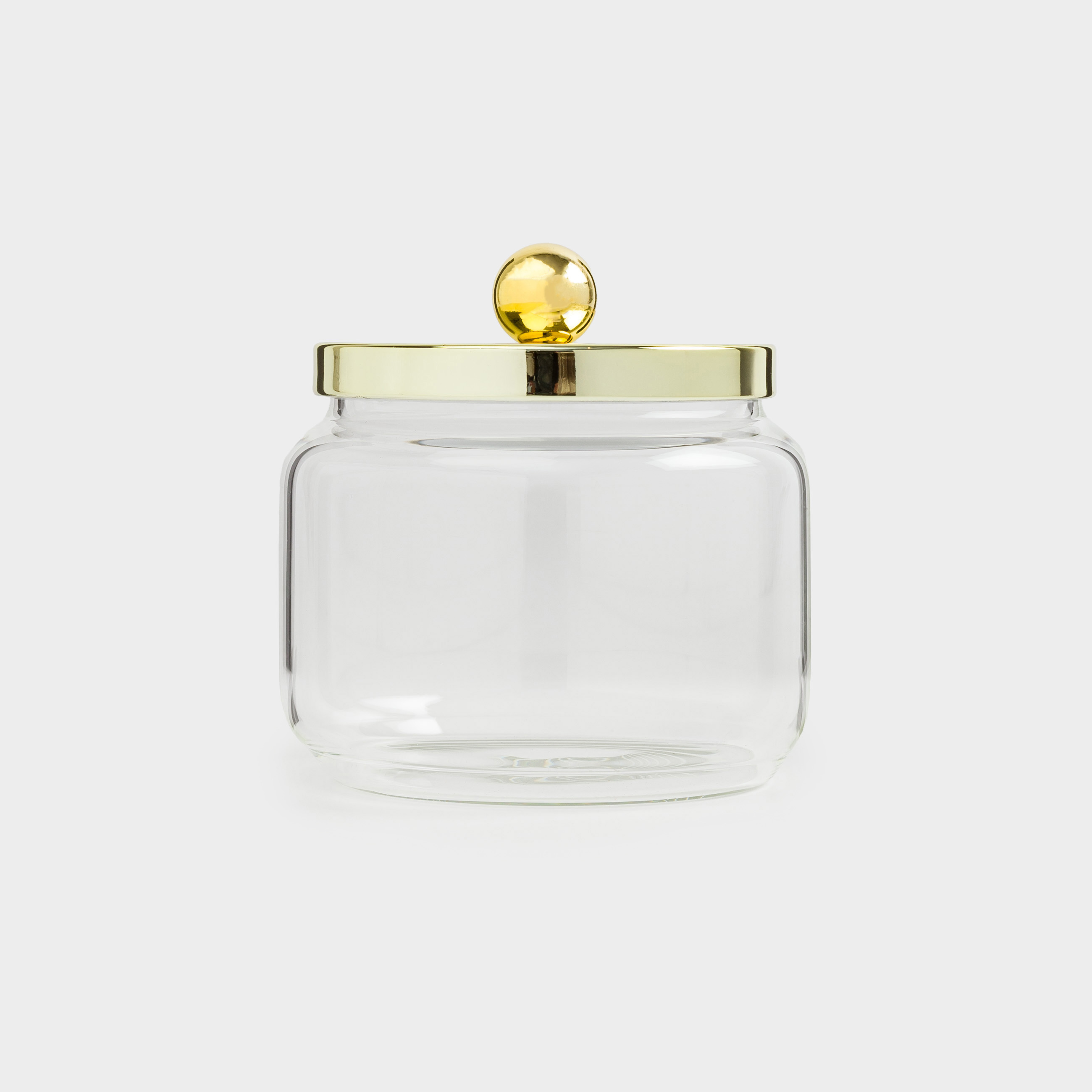 Storage container, 9x9 cm, 300 ml, glass / metal, golden, Classic gold