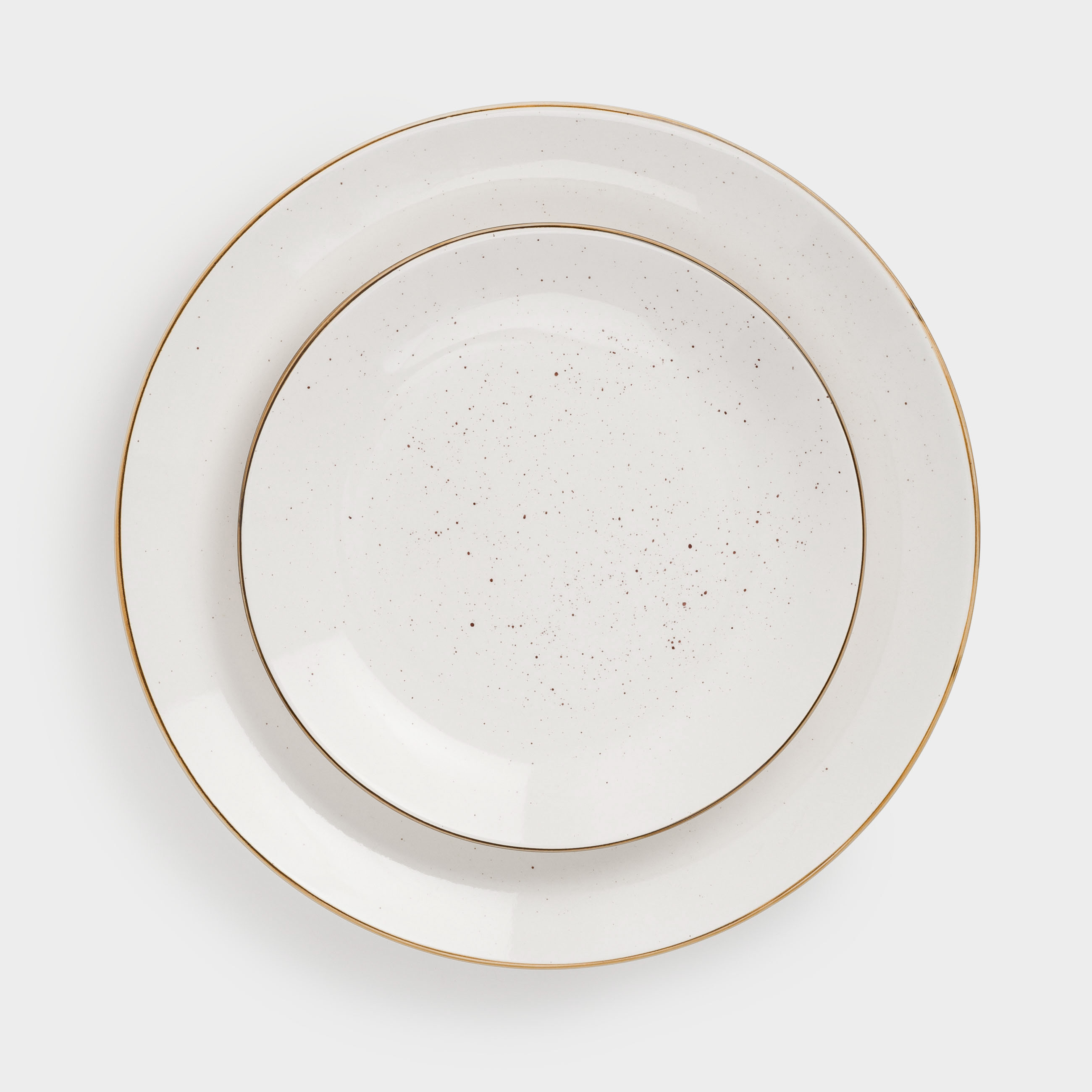 Dining set, 6 persons, 18 items, ceramic, milk, speckled, Roxas, image-1