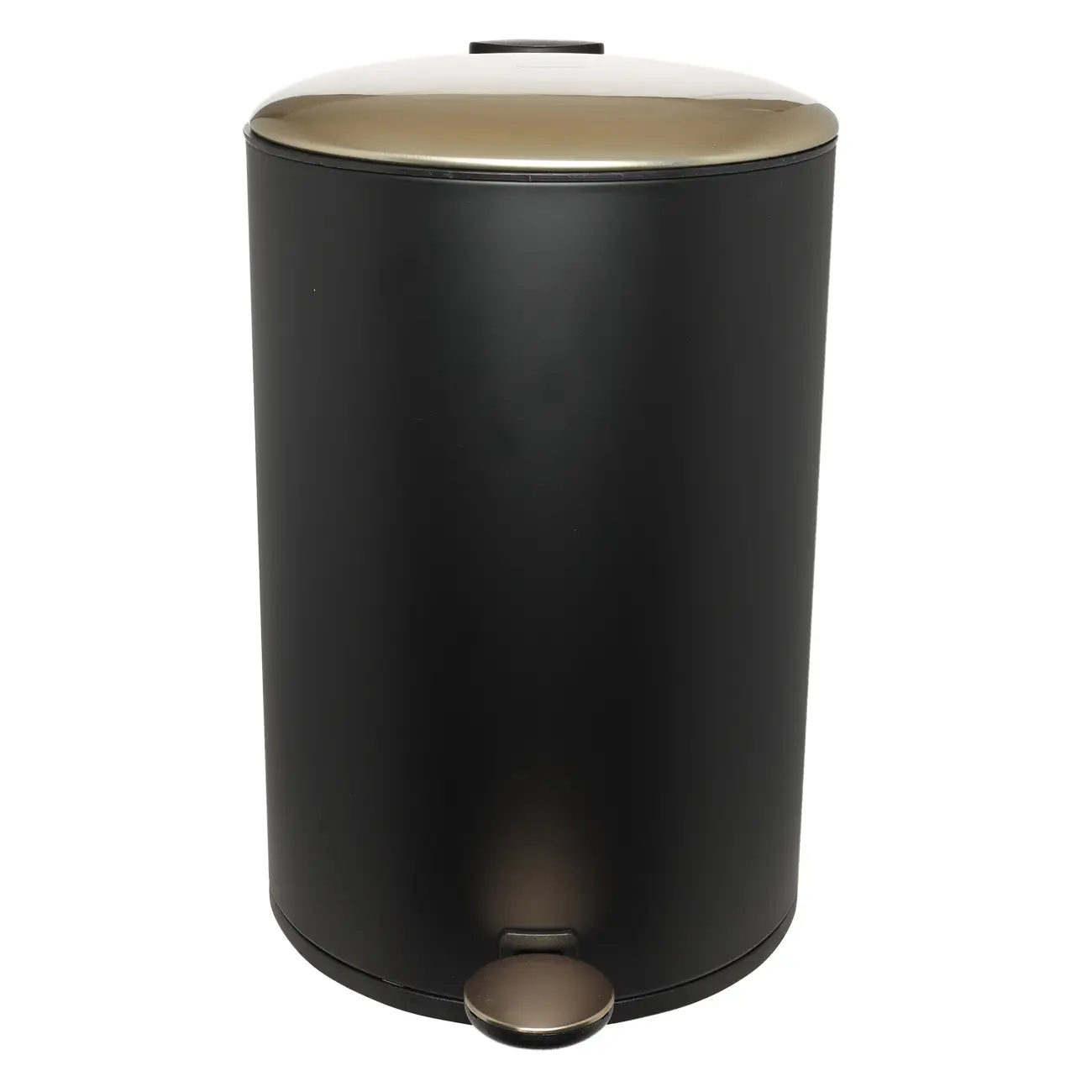 Trash can, 12 l, with pedal, metal, black and gold, Black chic, image-0