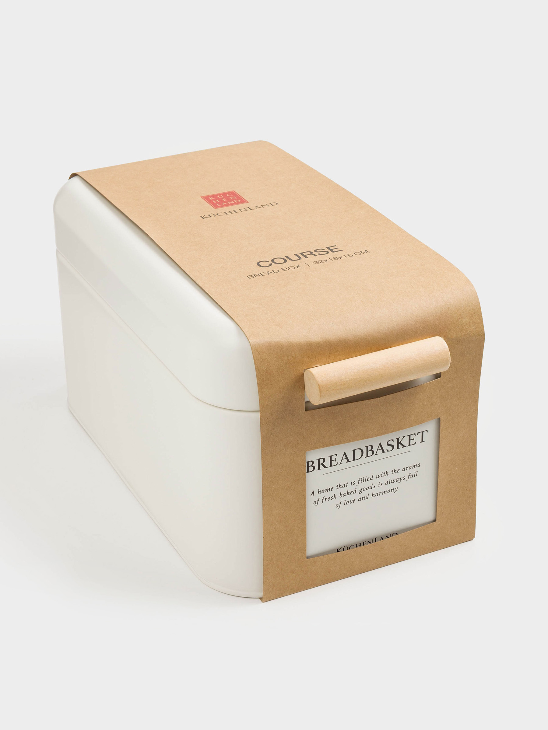 Bread box, 32x18x16 cm, metal / wood, rectangular, milky, Course, image-7