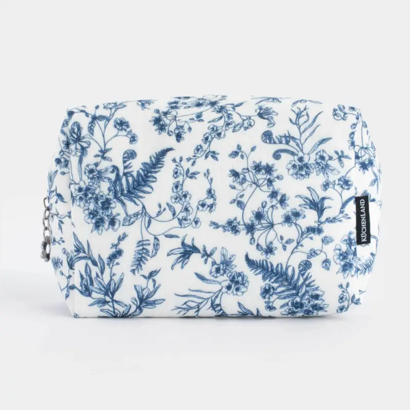 Cosmetic bag, 18x12 cm, muslin, Flowers, Muslin print