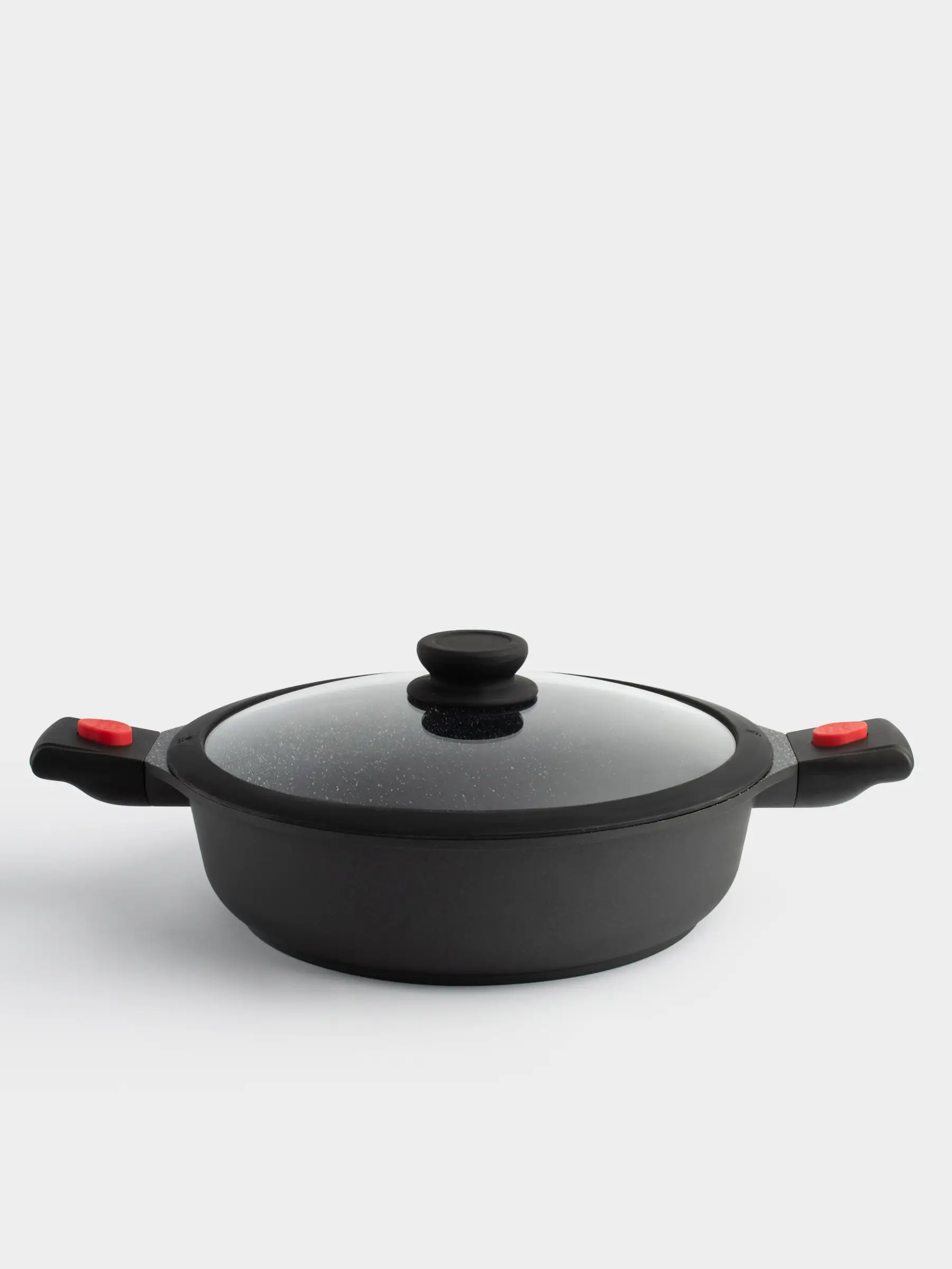 Saucepan, 28 cm, with lid, 3 removable handles, coated, aluminum, Solution Red 2