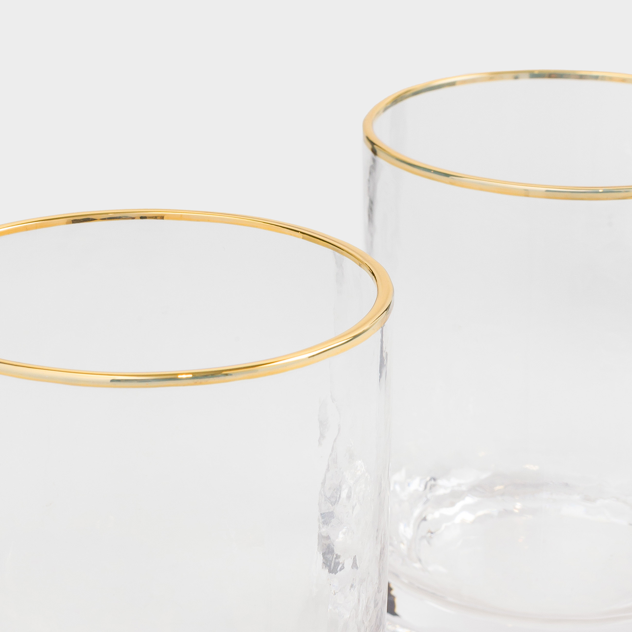 Drinking glass, 10 cm, 300 ml, 2 pcs, glass, with golden edging, Ripply gold, image-5