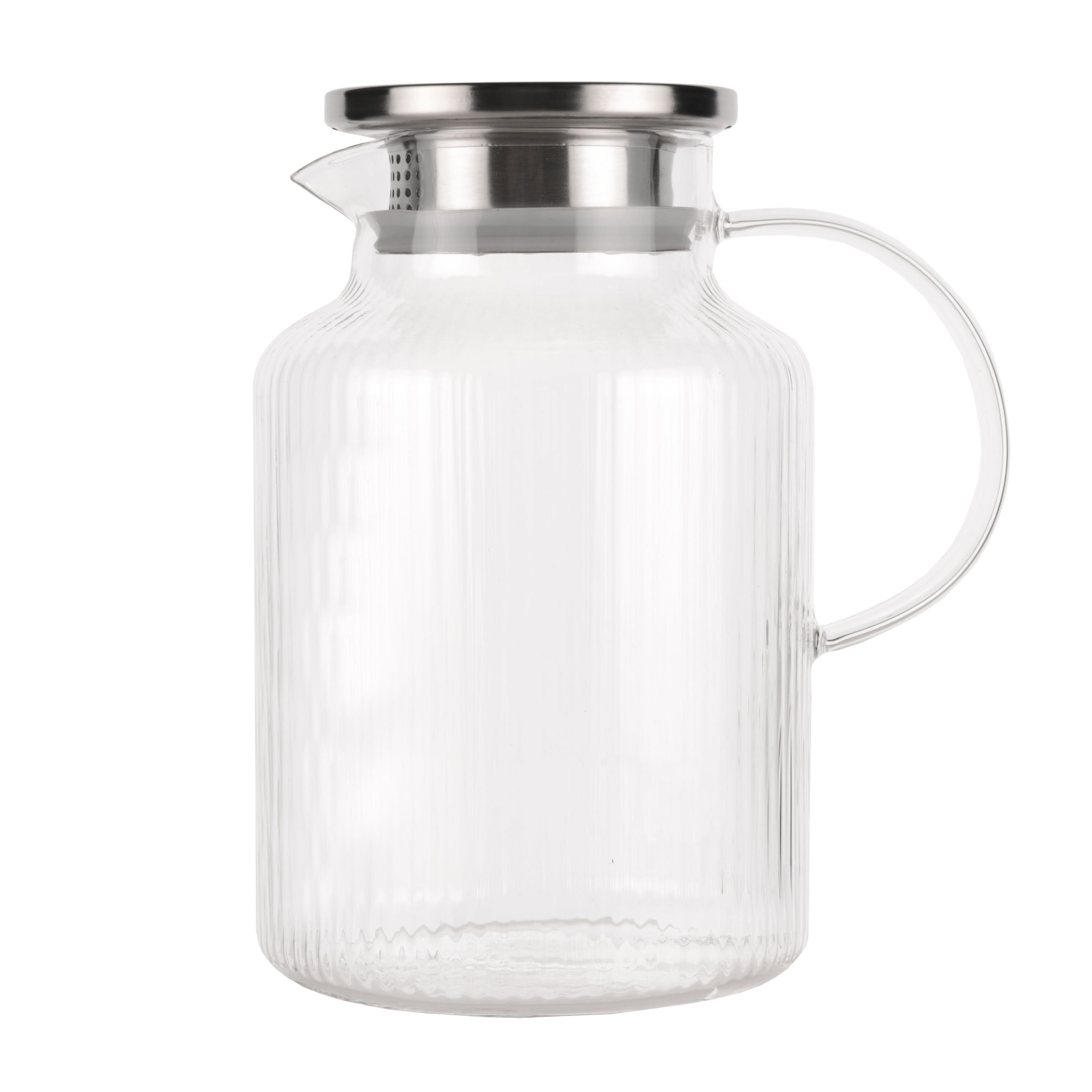 Jug, 1,7 l, with filter cap, used glass / steel, Ribby, image-0