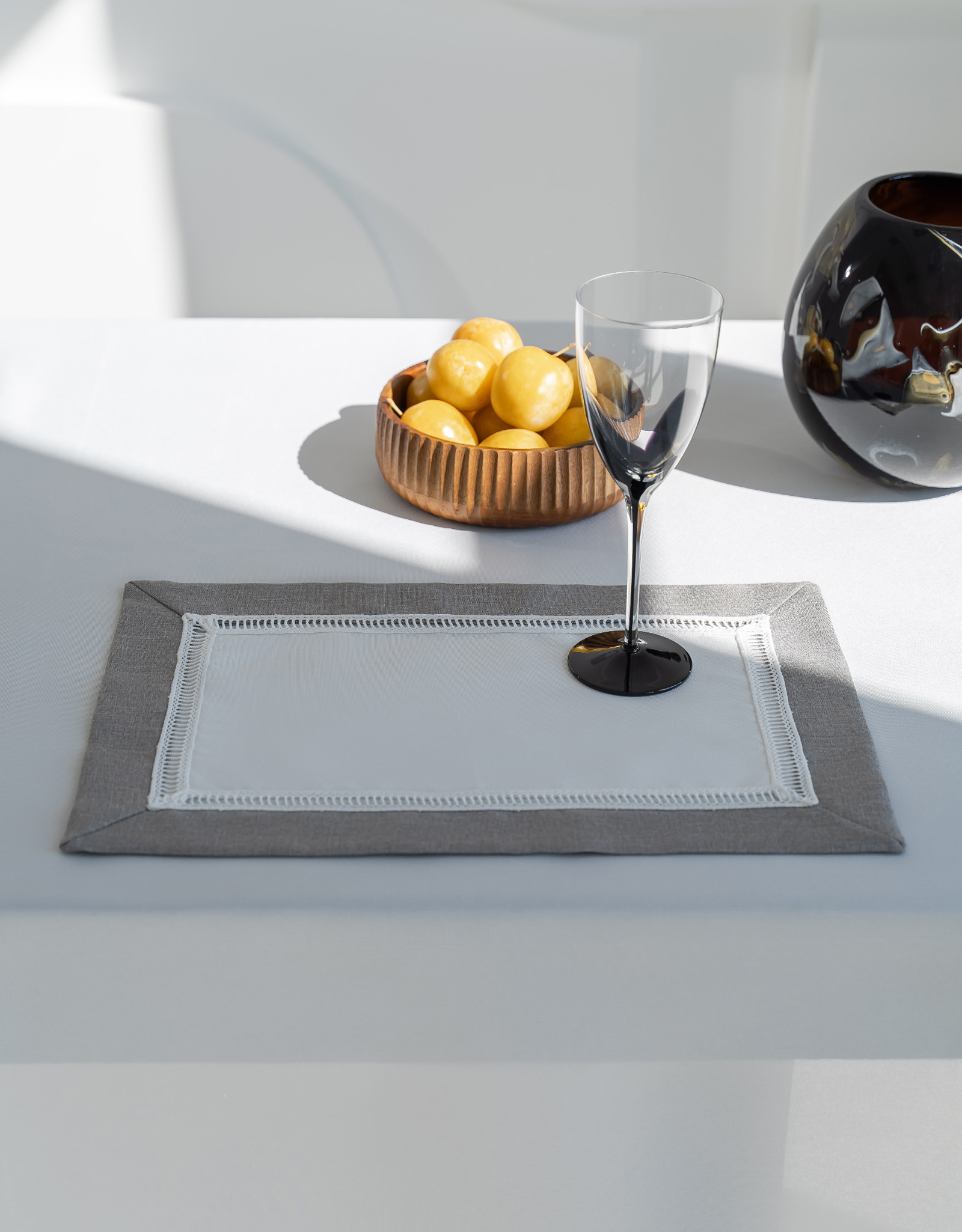 Placemat, 30x45 cm, 2 pcs, polyester, rectangular, white-gray, milkyy way