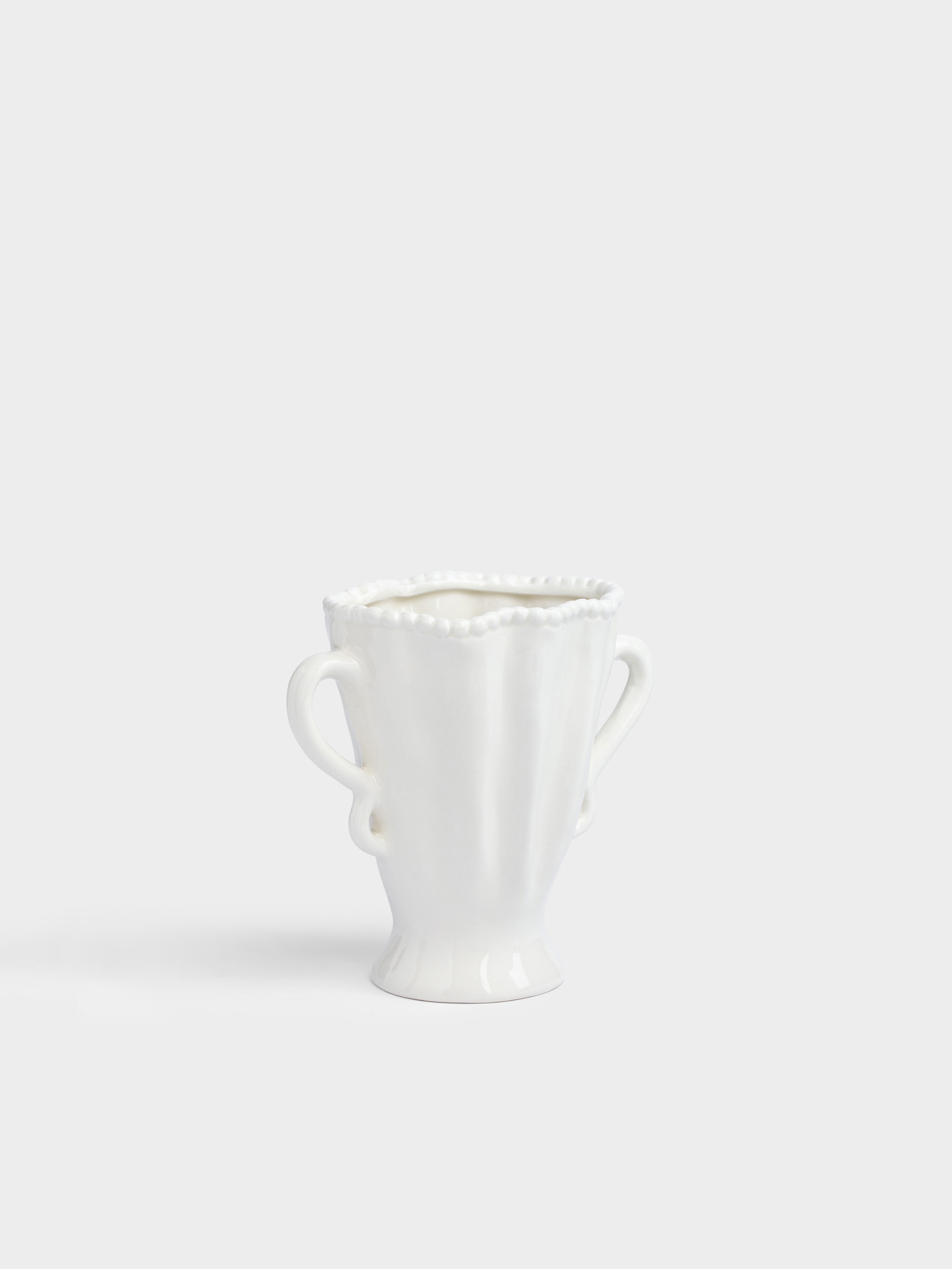 Flower vase, 16 cm, with handles, ceramic, milky, Dots, Crumple grace, image-2