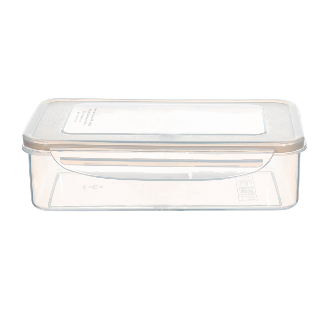 Container, 800 ml, with clips, plastic / silicone, rectangular, beige, Roomy clip, image-0