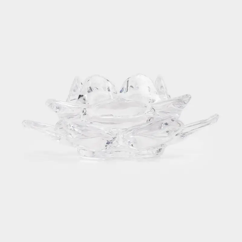 Candlestick, 12 cm, for tea / thin candle, glass, Lotus, Lotus