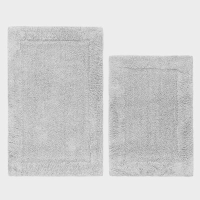 Bathroom mat, 40x60 / 50x80 cm, 2 pcs, Anti-slip, Cotton, Light grey, Metric ,image-0