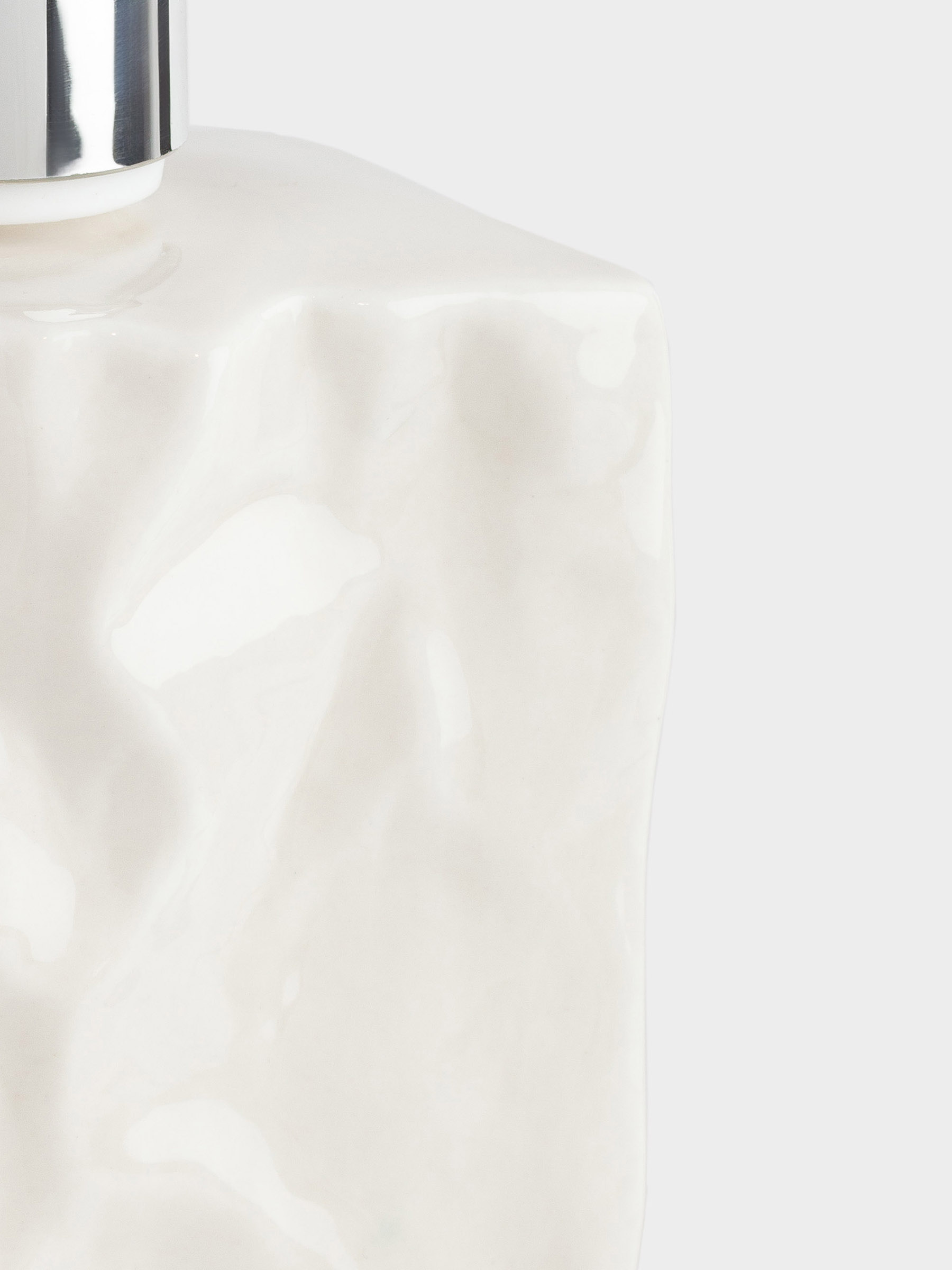 Liquid soap dispenser, 370 ml, porcelain P / plastic, grey-beige, Crumpled effect, Crumple bath, image-3