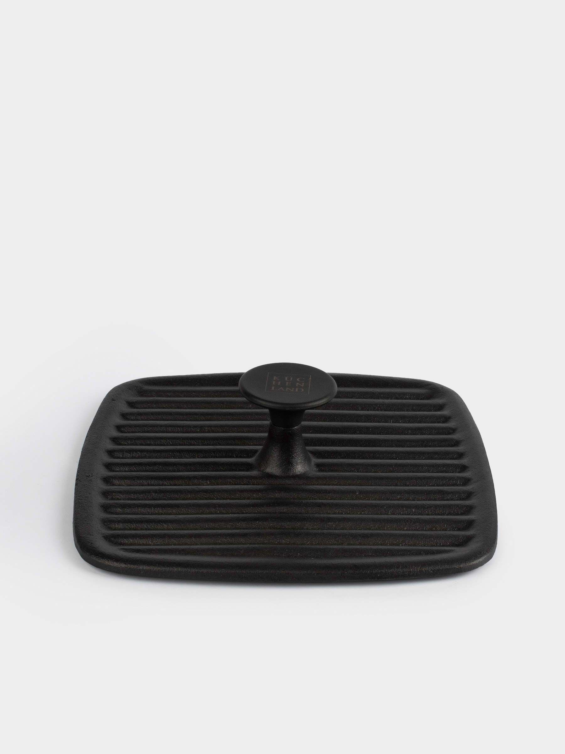 Grill press cover, 23 cm, cast iron, square, Black, Authentic, image-0