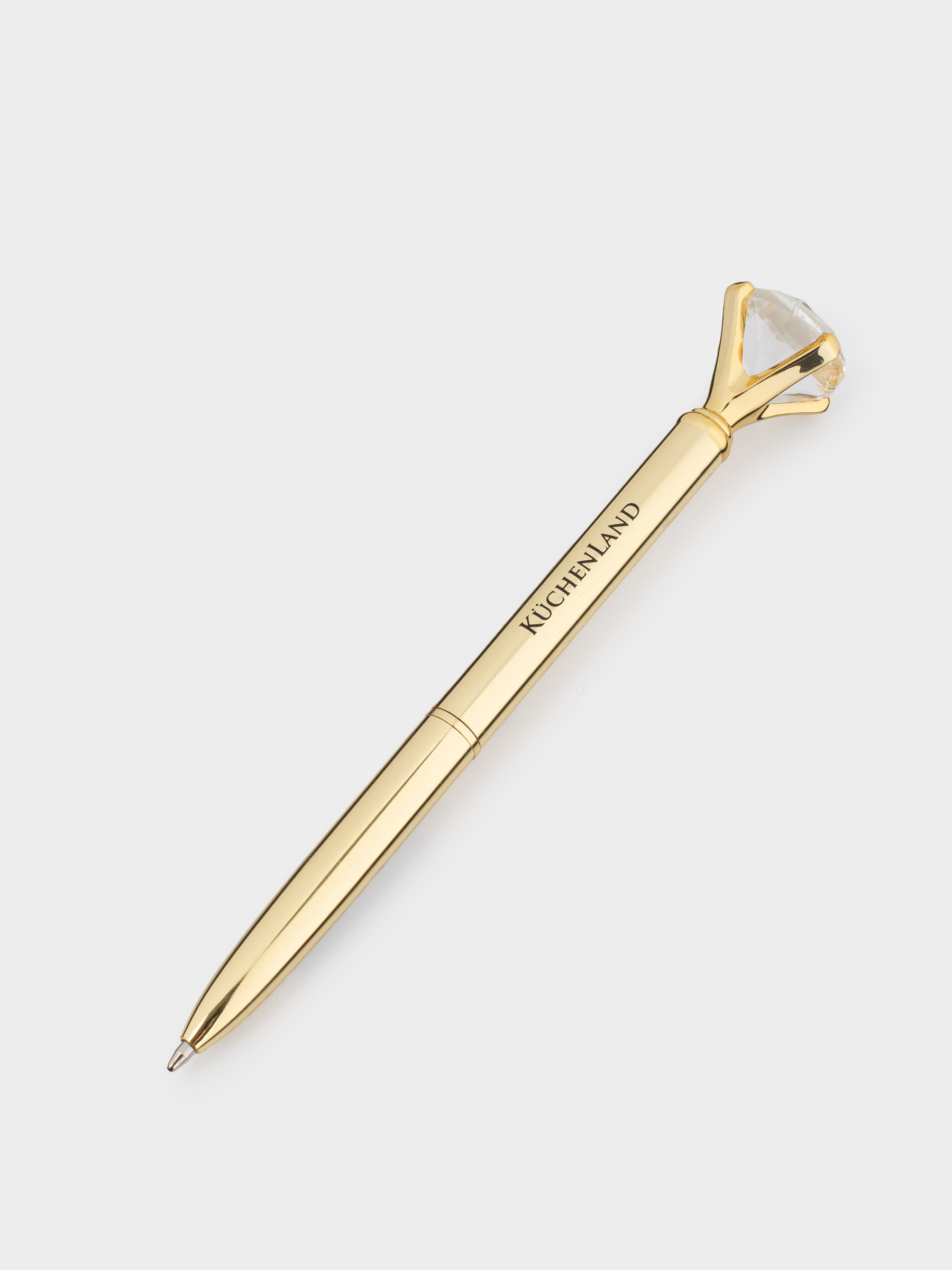 Ballpoint pen, 14 cm, with a figure, steel, gold, Crystal, Draw figure, image-2