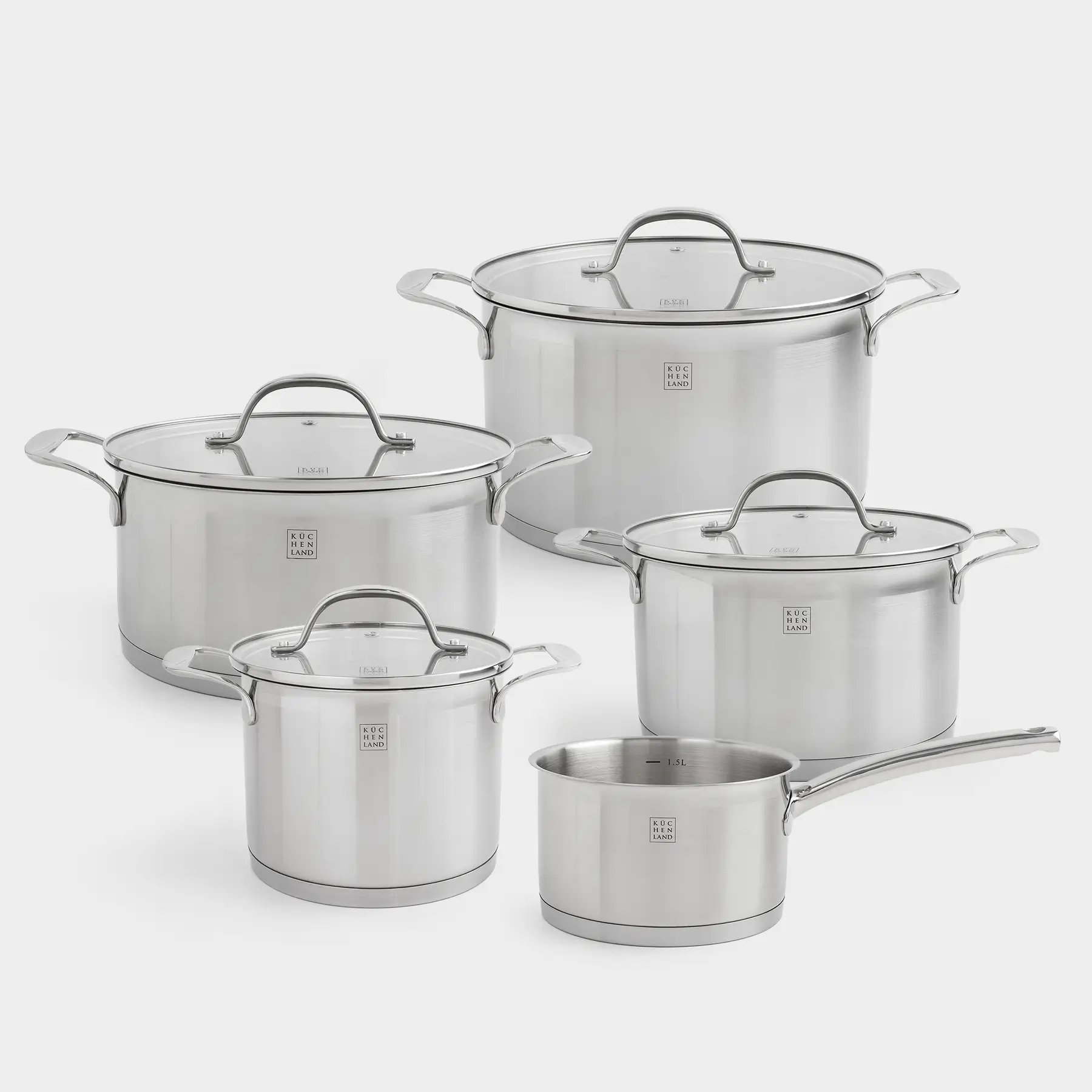 Dinnerware Set, 5 Pieces, medium, Silver Stone