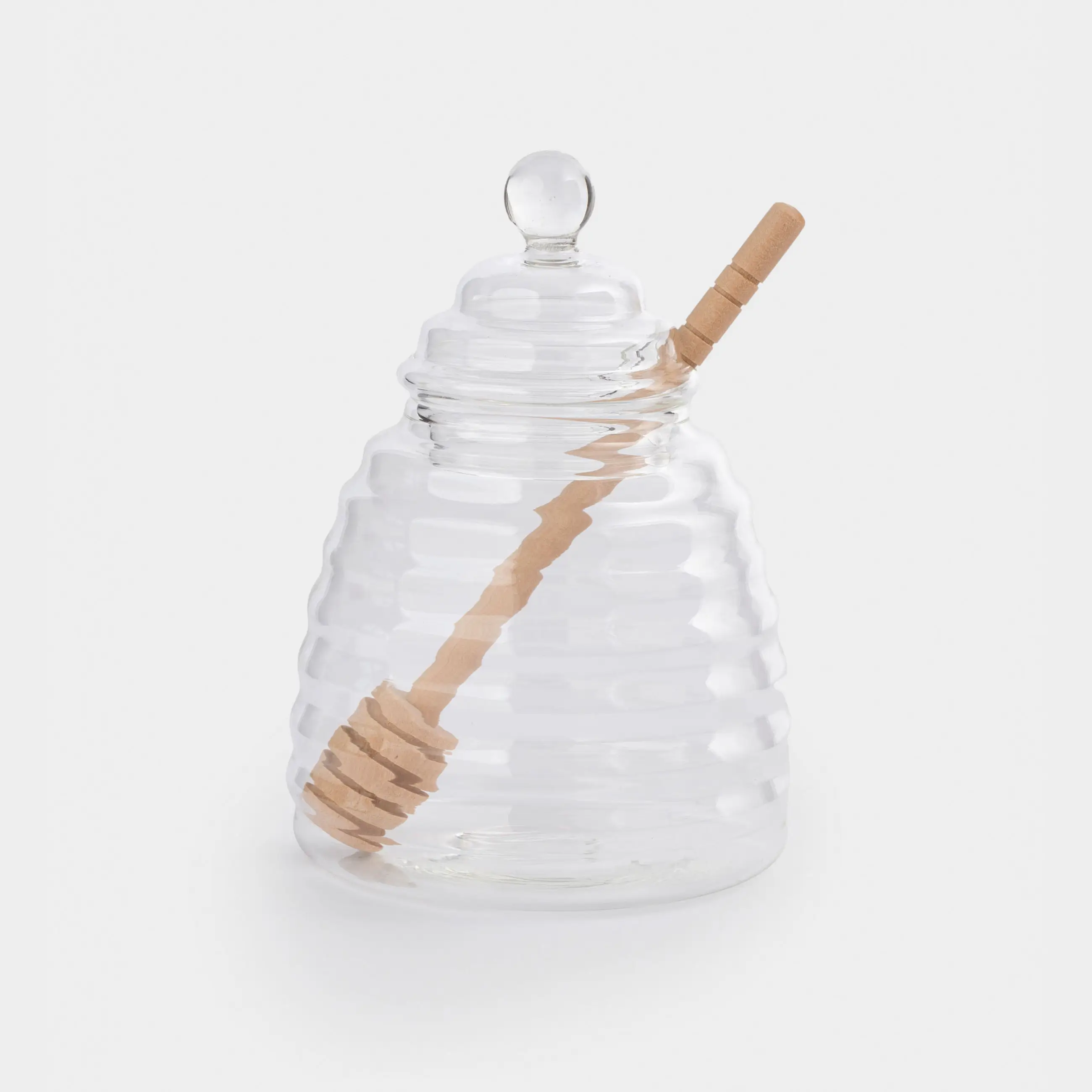 Honey jar, 470 ml, with spoon, Used glass / wood, Honey