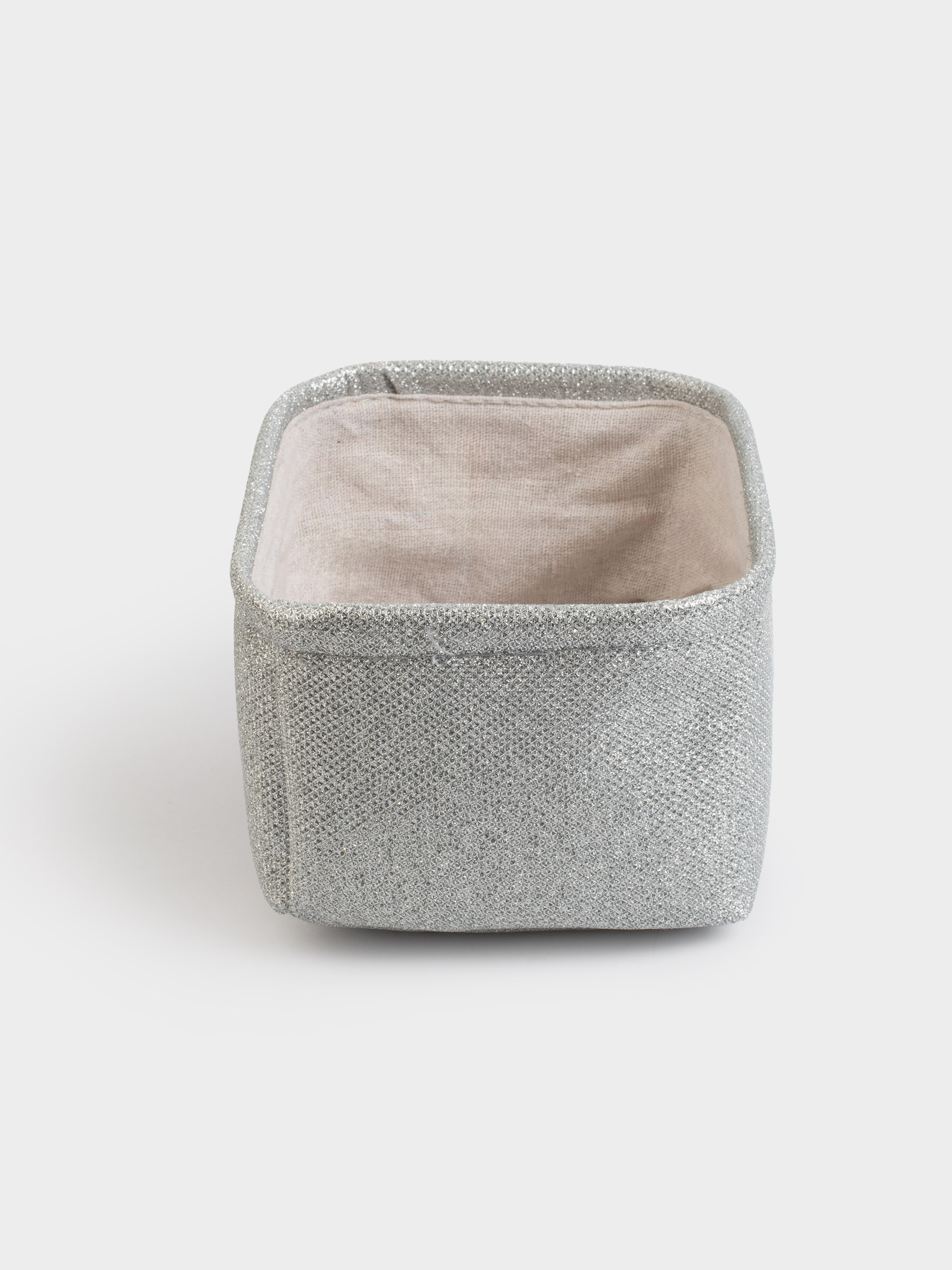 Storage basket, 20x15x10 cm, with handles, polyester. rectangular, silver, Ideally, image-2
