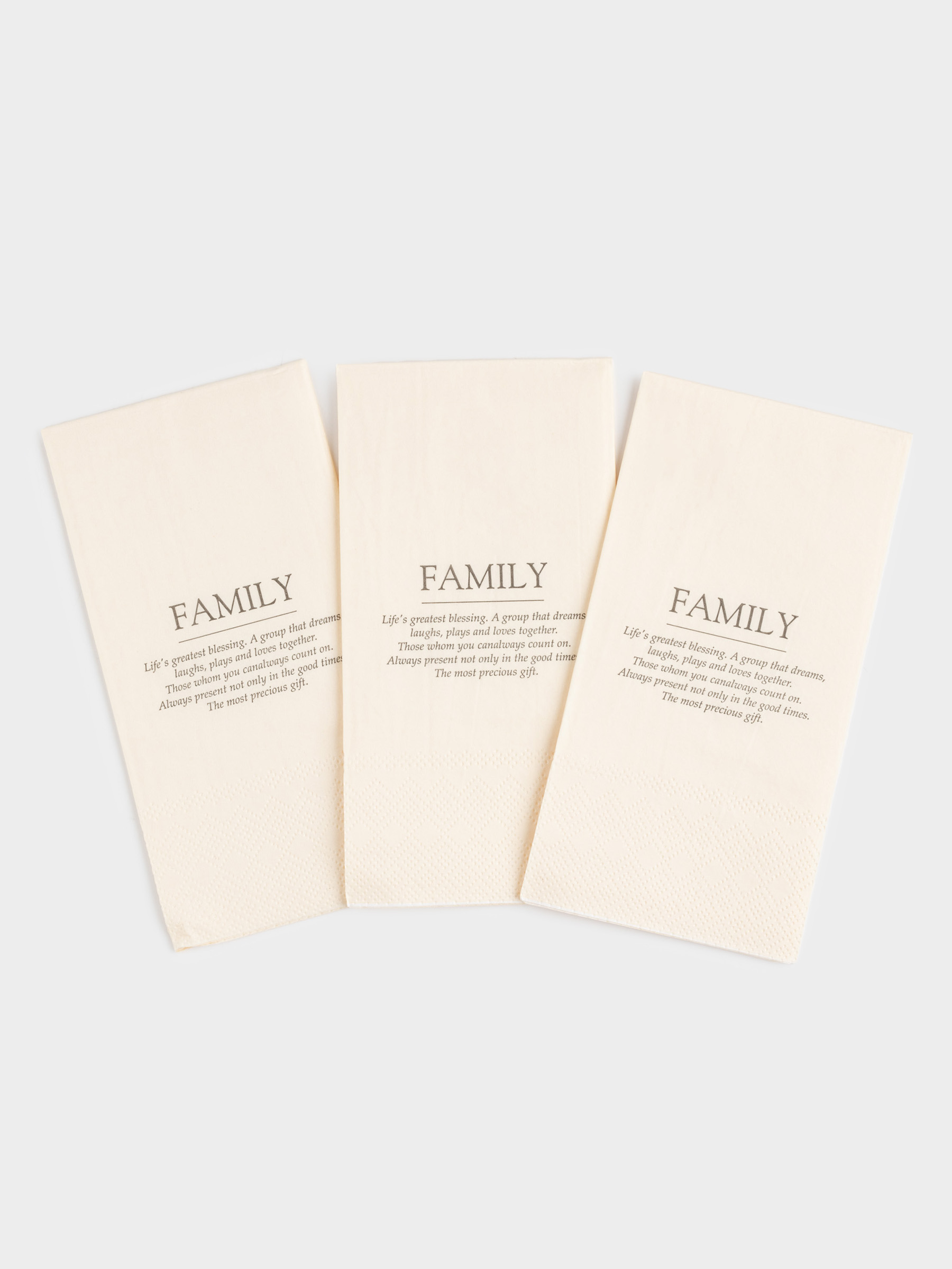Paper napkins, 33x33 cm, 20 pcs, rectangular, white, Family, Course
