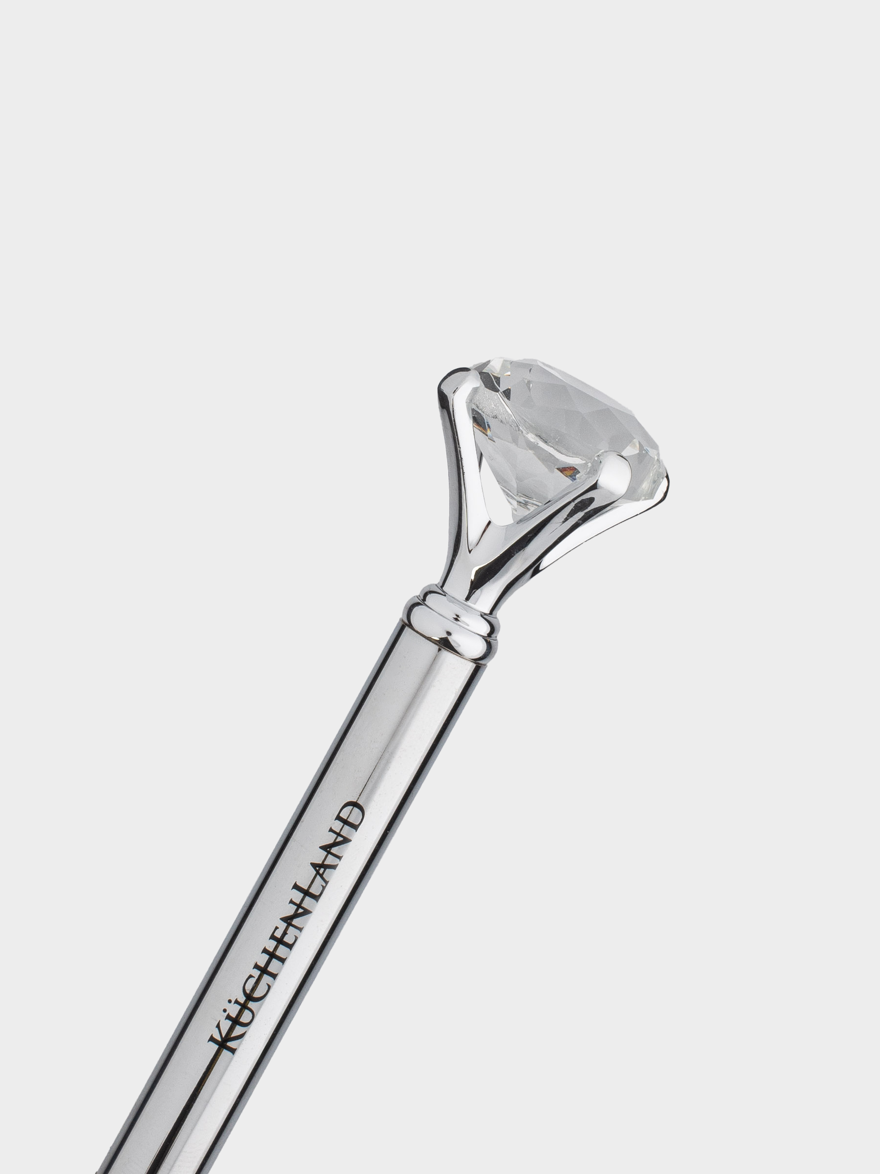 Ballpoint pen, 14 cm, with a figure, steel, silver, Crystal, Draw figure, image-3