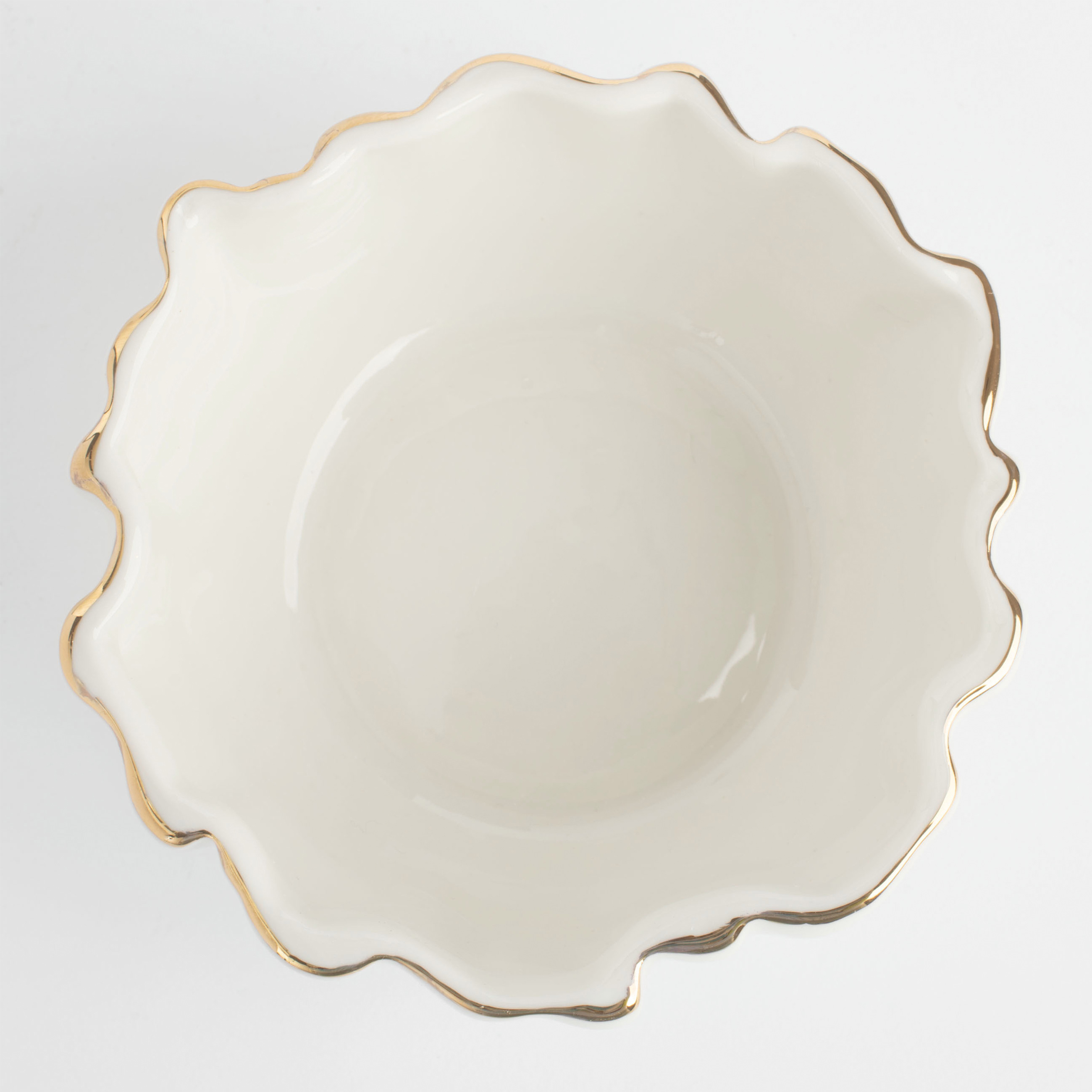 Bowl, 12x5 cm, porcelain P, with golden edging, Crumpled effect, Crumple gold