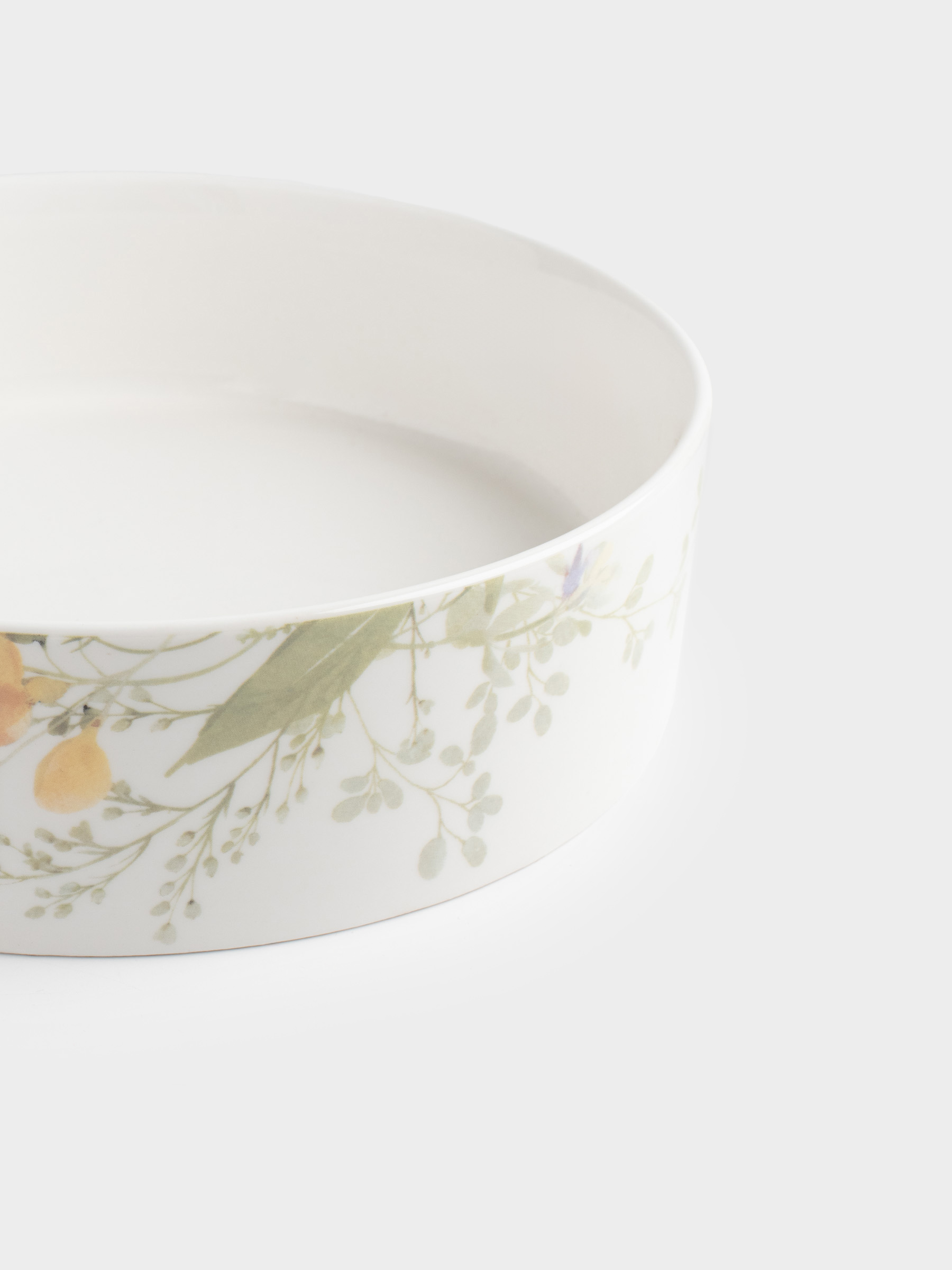 Dish, 23x6 cm, with sides, porcelain N, white, Flowers and leaves, Floreale, image-4