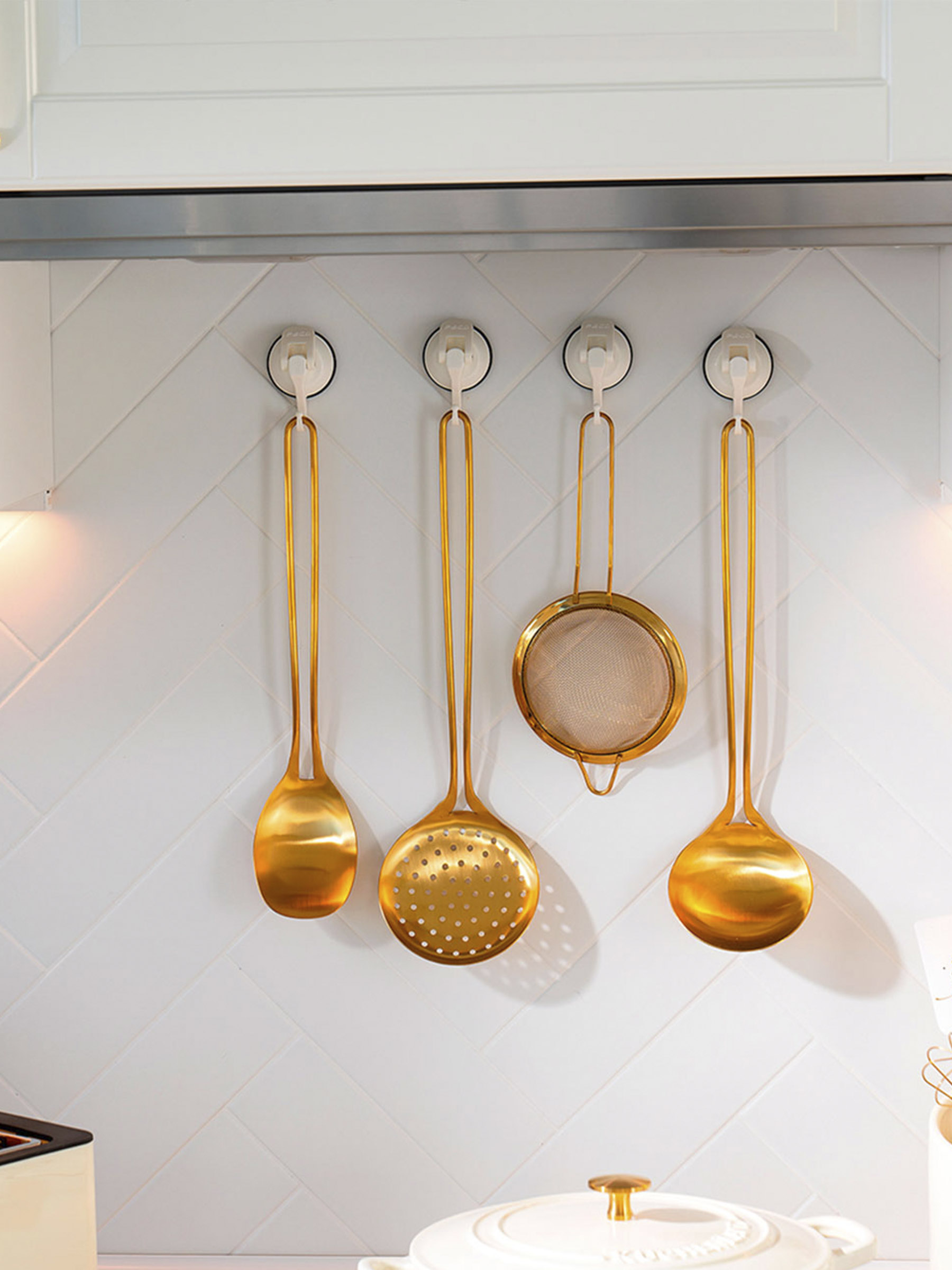 Serving spoon, 37 cm, steel, golden, Device gold, image-5