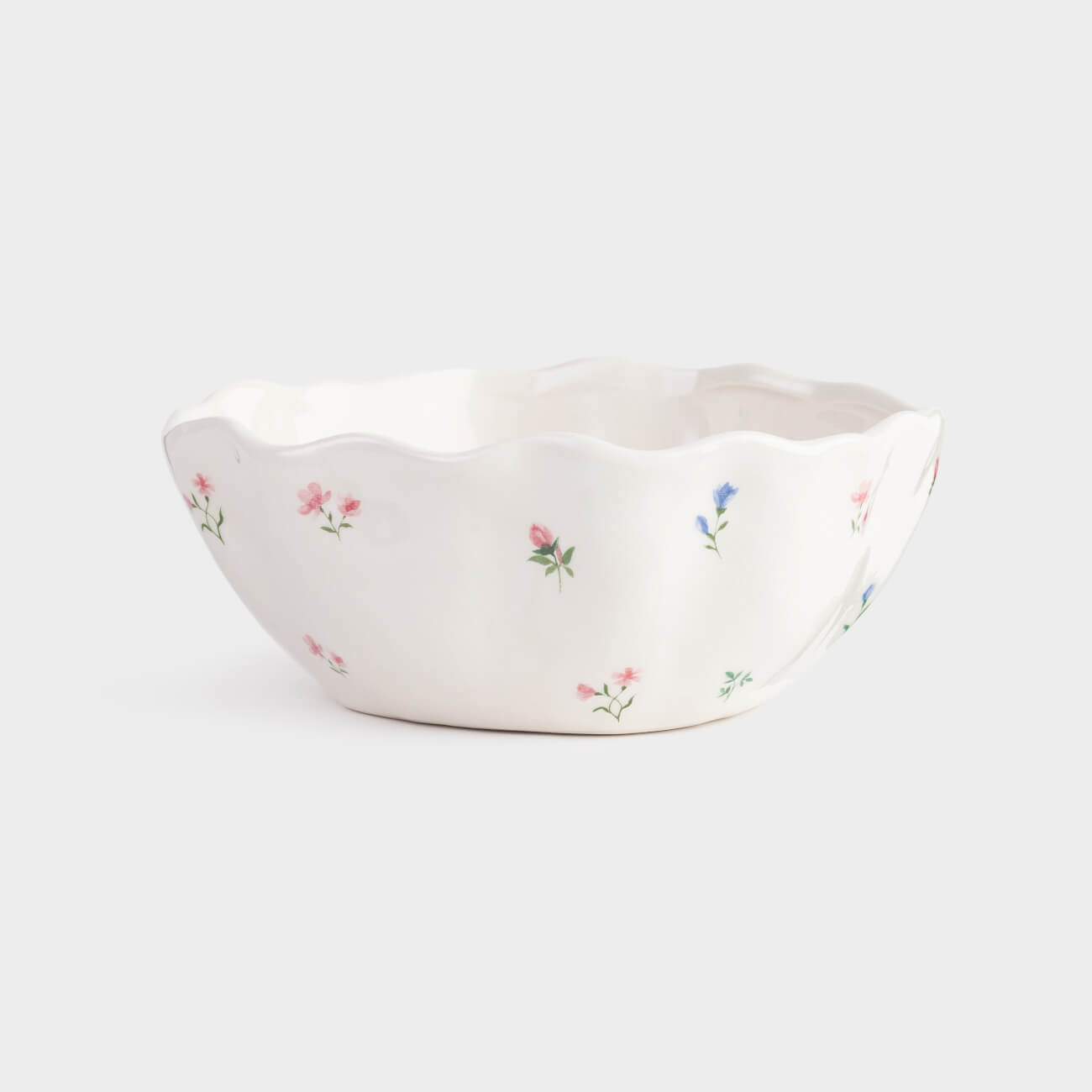 Salad bowl, 15x6 cm, 420 ml, ceramic, milky, Flowers, El flora