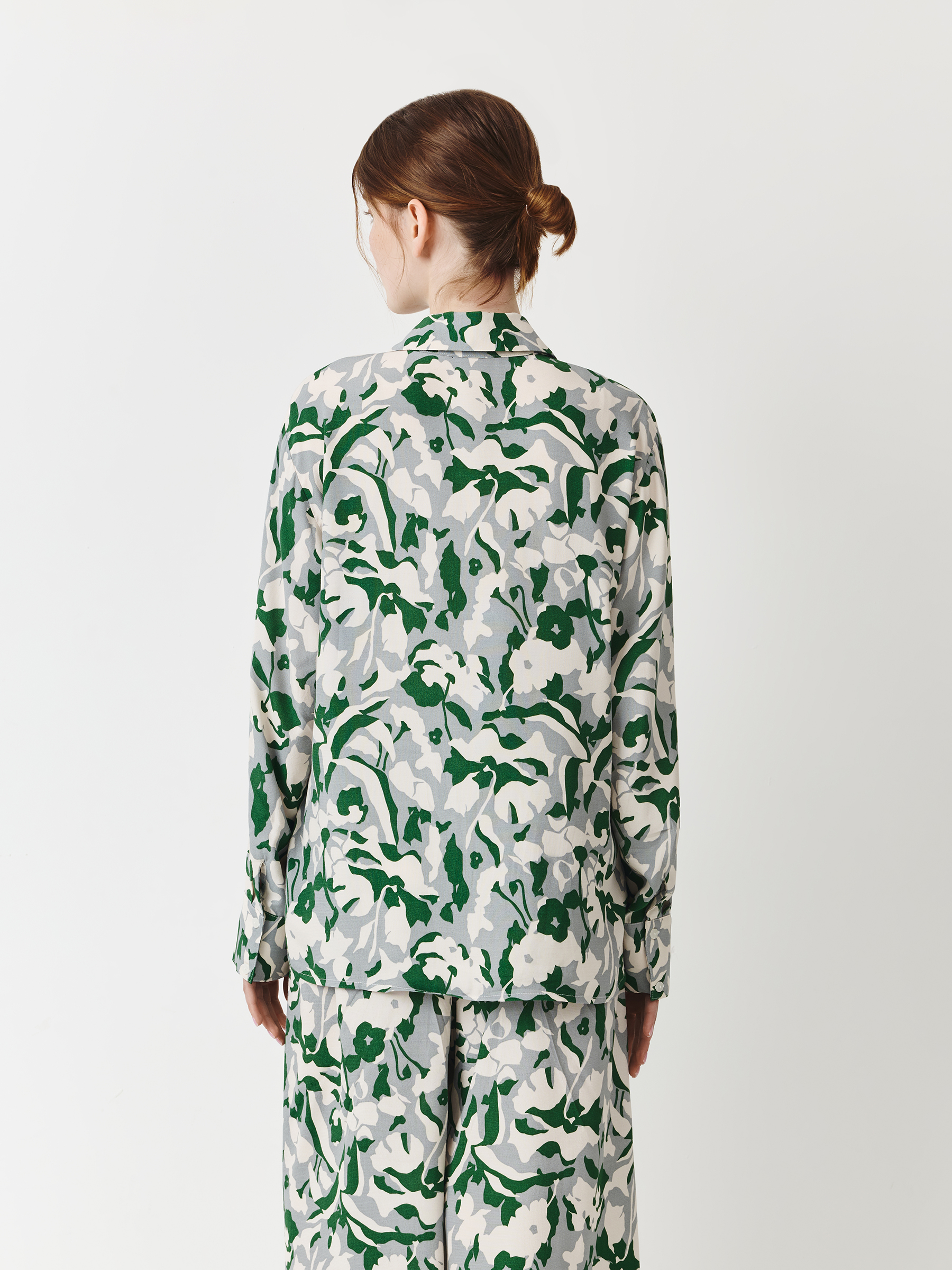 Women's shirt, size S, with long sleeve, viscose, green, Adetta, image-4