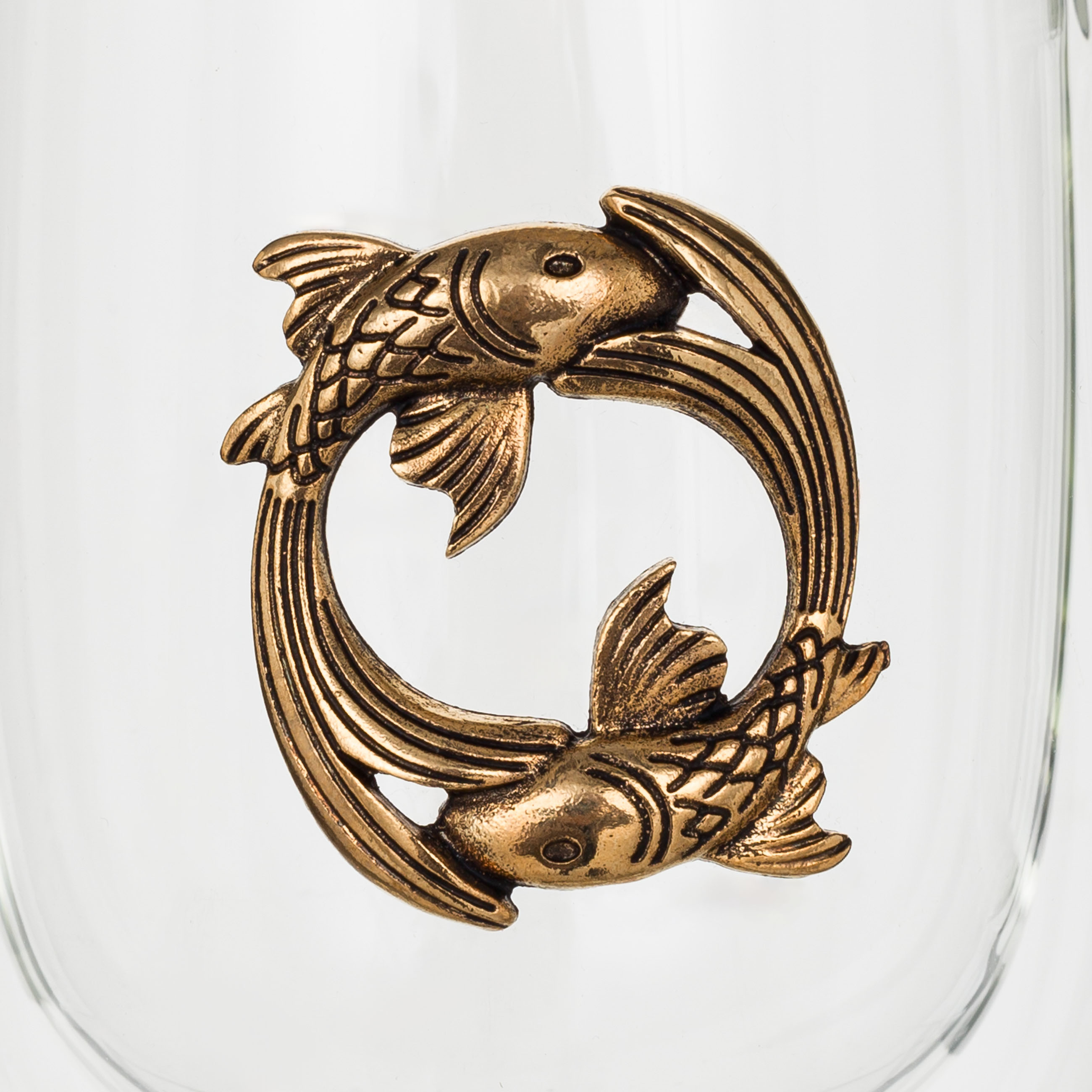 Mug, 350 ml, glass B, gold, Fish, Air zodiac, image-5
