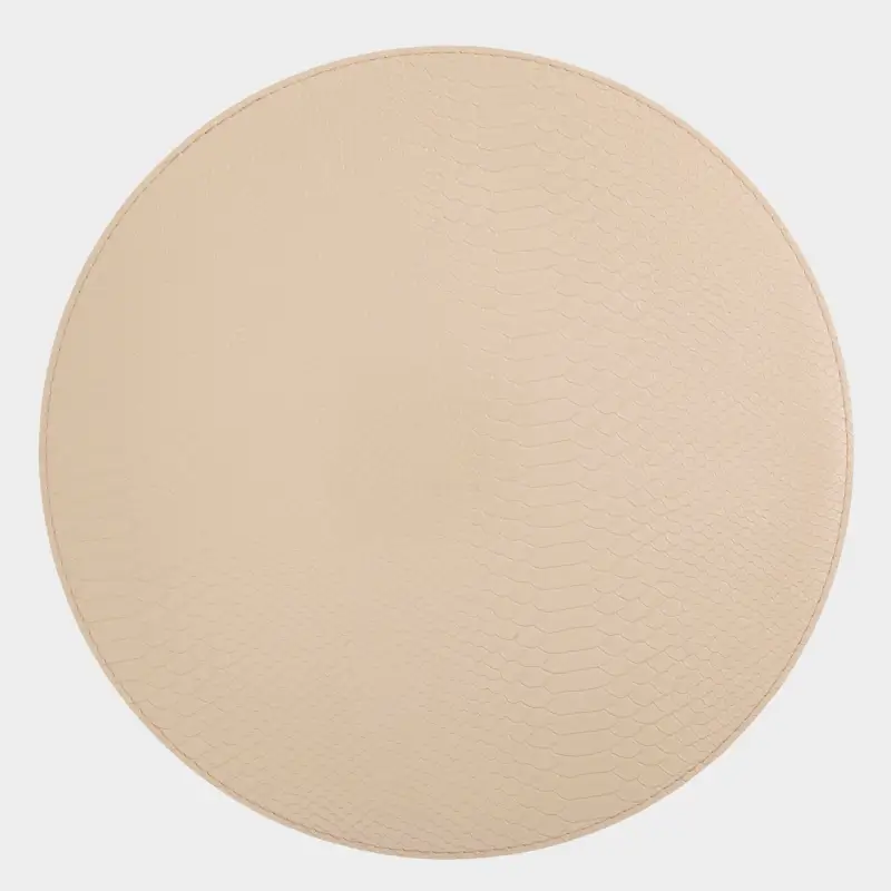 Placemat, 38 cm, polyurethane, round, beige, Snake scales, Rock