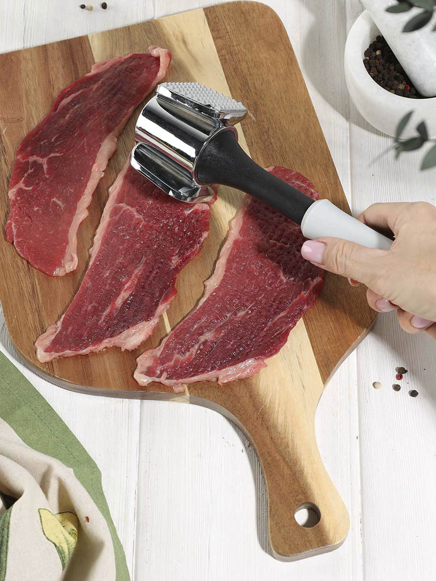 Meat chipping hammer, 23 cm, with tenderizer, grey, Lemsen, image-6