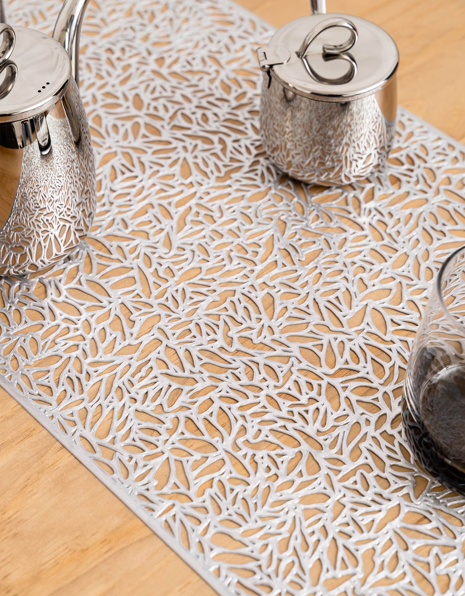 Table runner, 30x150 cm, PVC, silver, Azhur, image-2