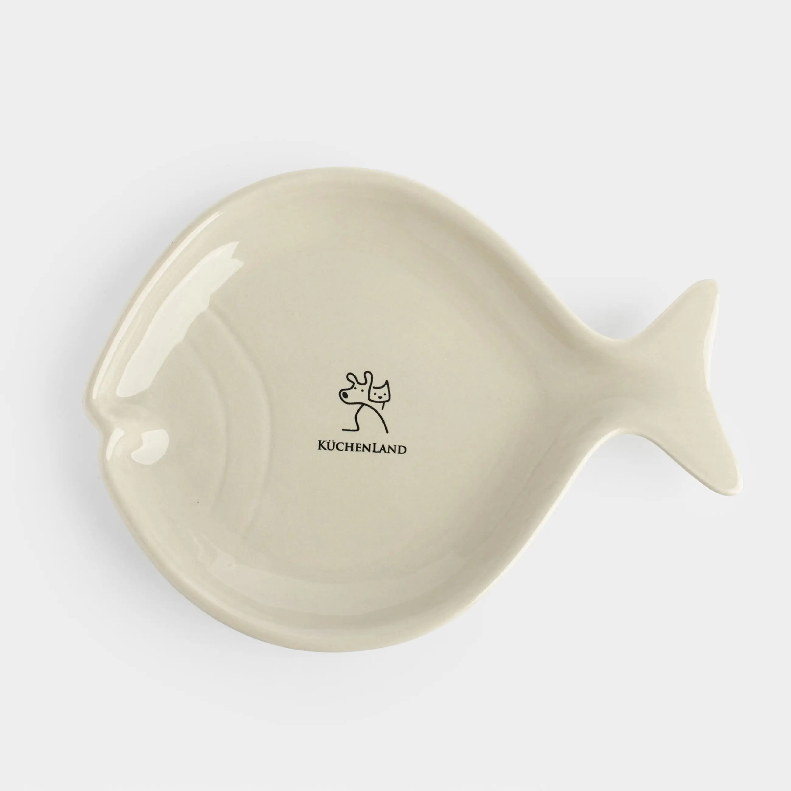 Pet bowl, 18x14 cm, 100 ml, Flat, ceramic, grey, Fish, Whiskers, image-0