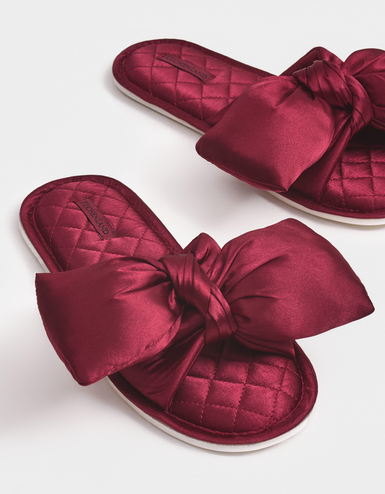 Women's slippers, homewear, size 36-37, satin, burgundy, Bow, Bow tape, image-5