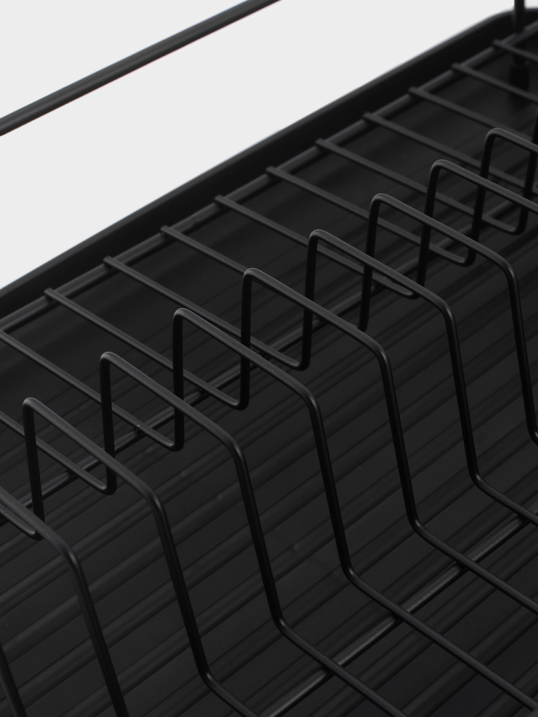 Dish rack, 42x27 cm, with tray, plastic / metal, black, Black style, image-5