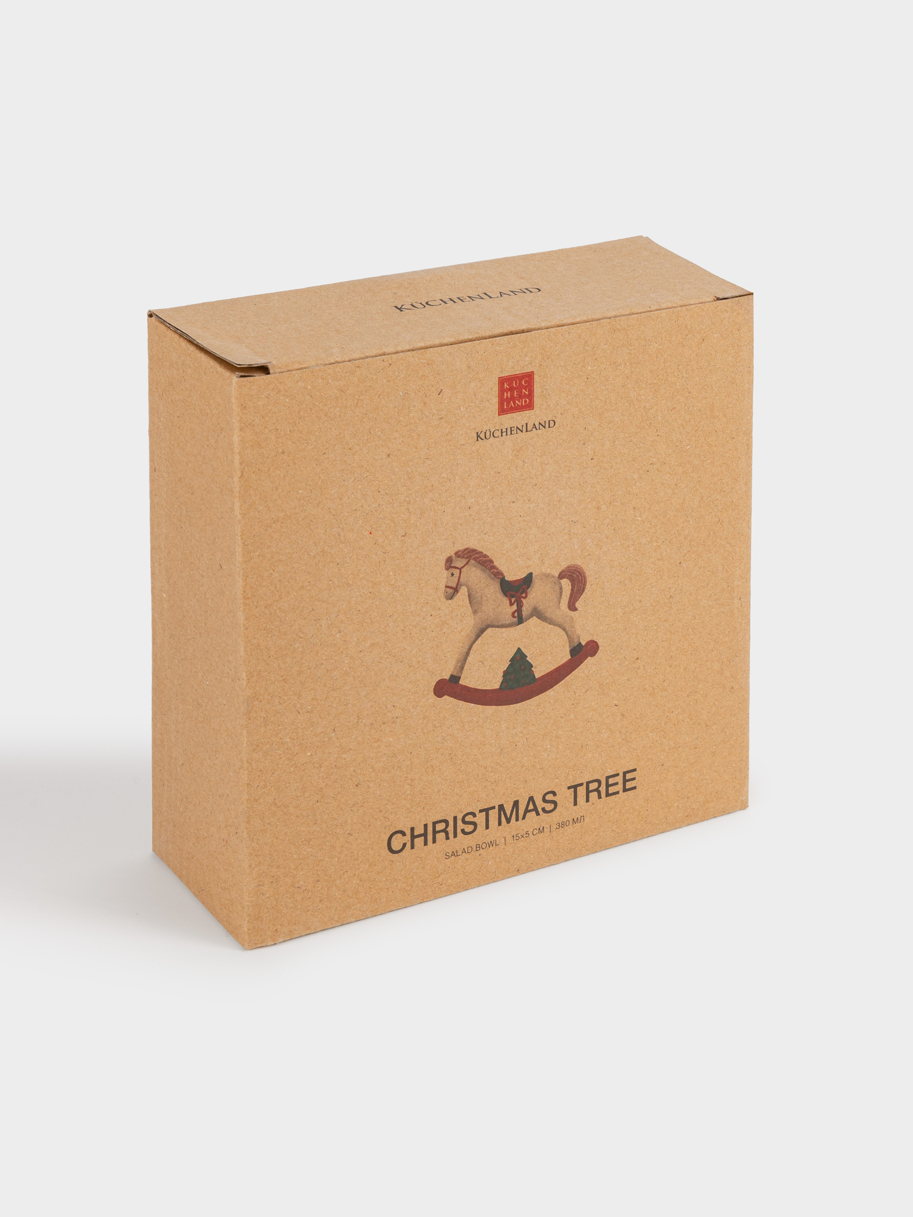 Salad bowl, 15x5 cm, 370 ml, ceramic, Horse, Christmas tree, image-5